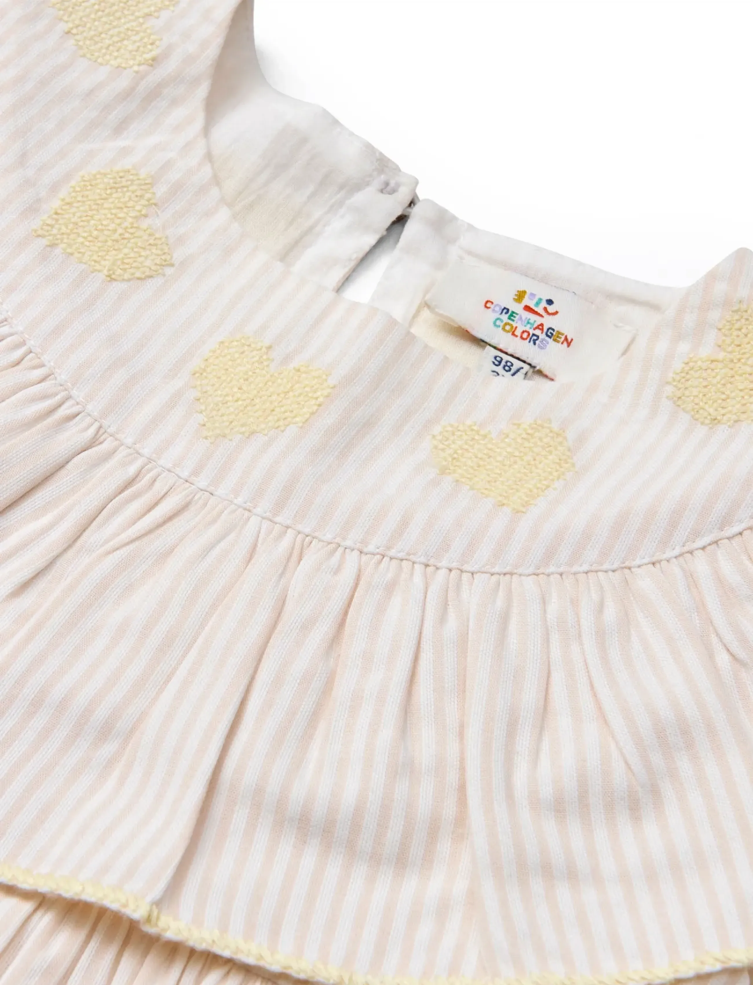 Copenhagen Colors - SEERSUCKER DRESS W. HEART - robes pour bébés à manches courtes - dusty rose w cream stripe w yellow - 5