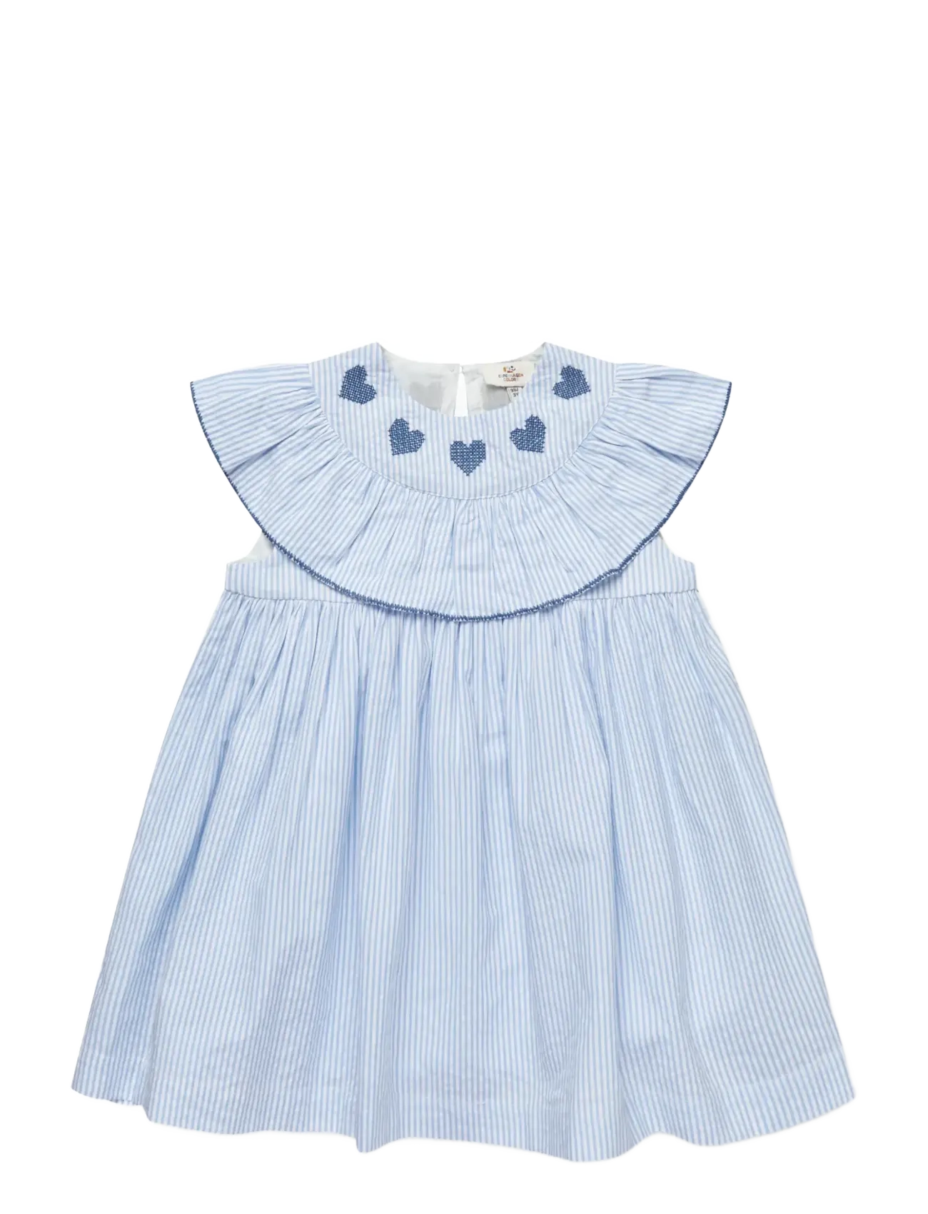 Copenhagen Colors SEERSUCKER DRESS W. HEART - Žiūrėti viską - SKY BLUE W CREAM STRIPE W OCEAN BLUE / blue
