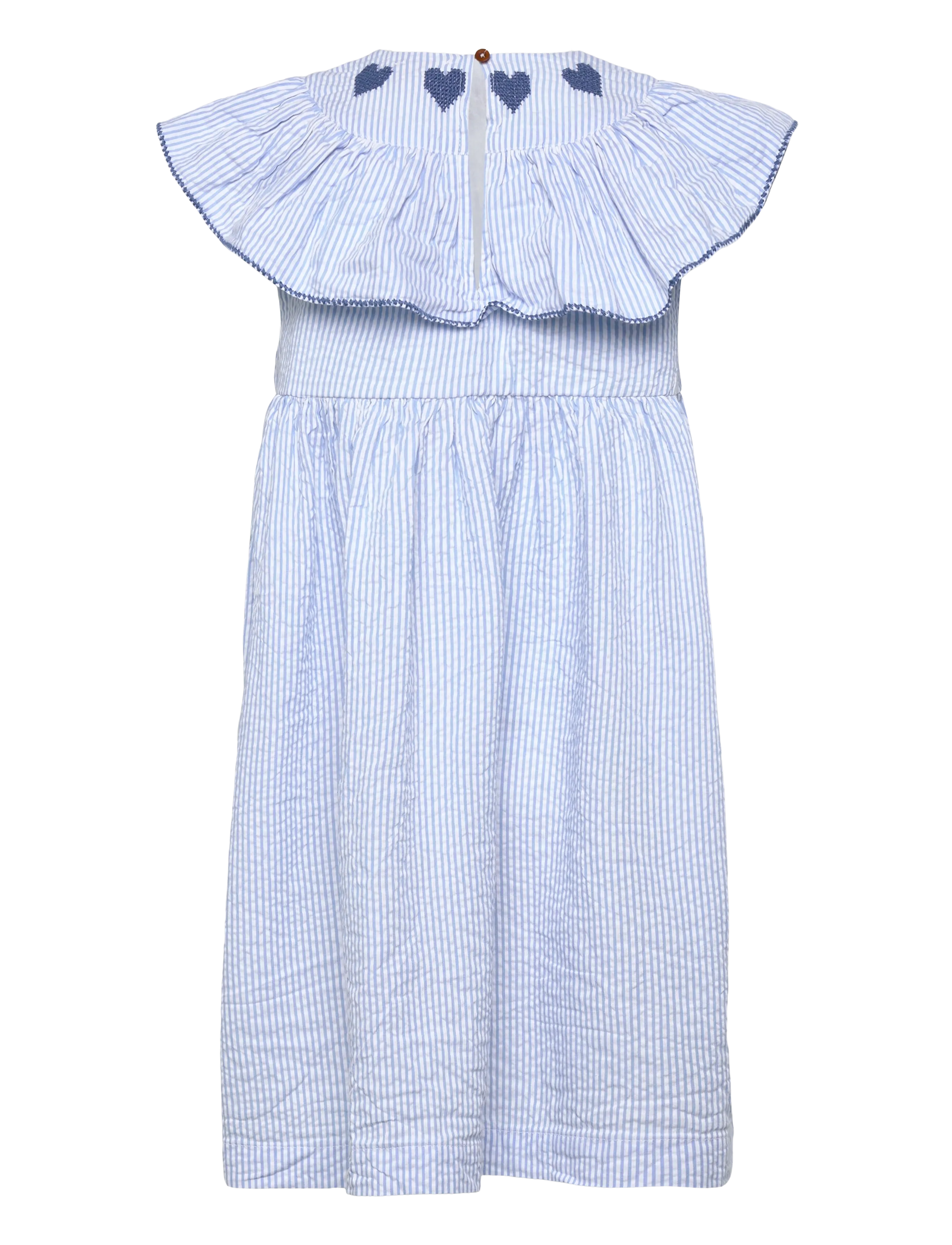 Copenhagen Colors - SEERSUCKER DRESS W. HEART - kurzärmelige babykleider - sky blue w cream stripe w ocean blue - 2