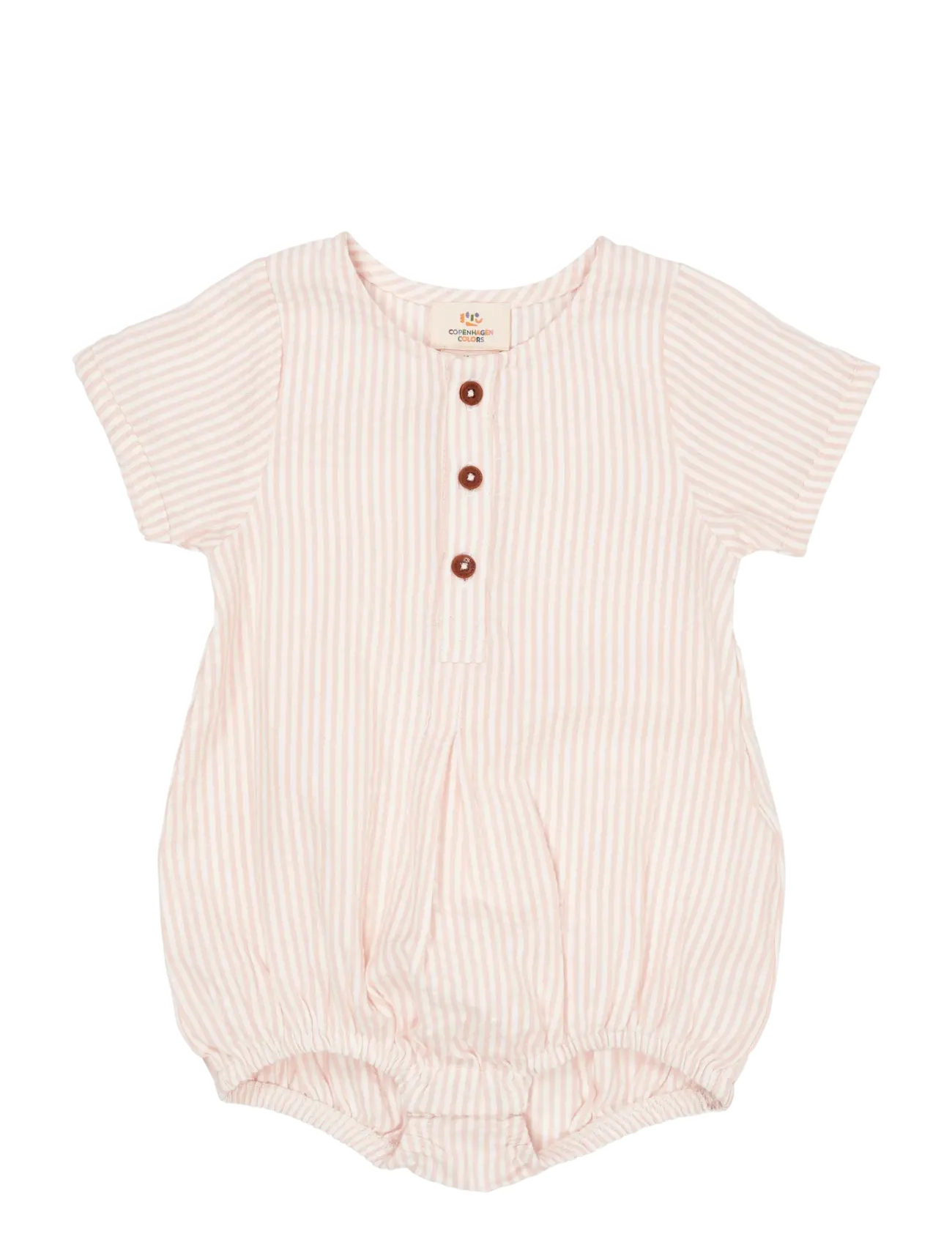 Copenhagen Colors Seersucker Romper W. Sleeves, 62, Bodys, Rosa - Short-sleeved, Kinder