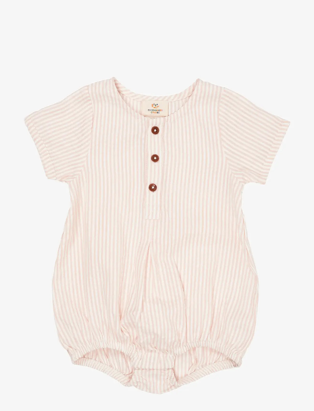 Copenhagen Colors - SEERSUCKER ROMPER W. SLEEVES - kortærmede - dusty rose stripe - 0