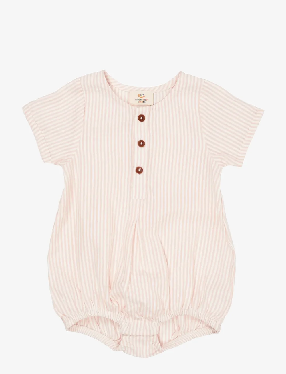 Copenhagen Colors - SEERSUCKER ROMPER W. SLEEVES - kortärmade - dusty rose stripe - 0