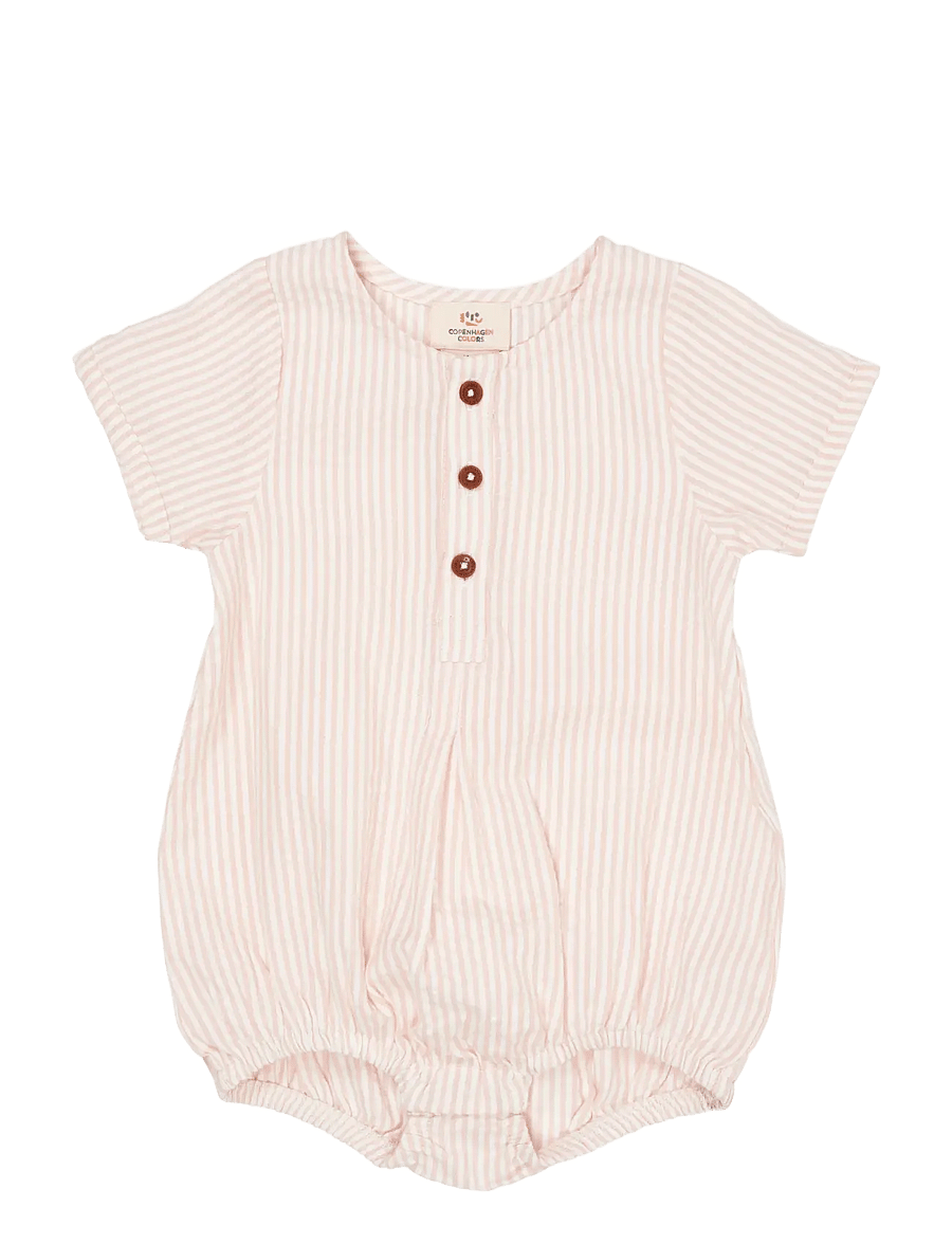 Copenhagen Colors - SEERSUCKER ROMPER W. SLEEVES - kortärmade - dusty rose stripe - 0