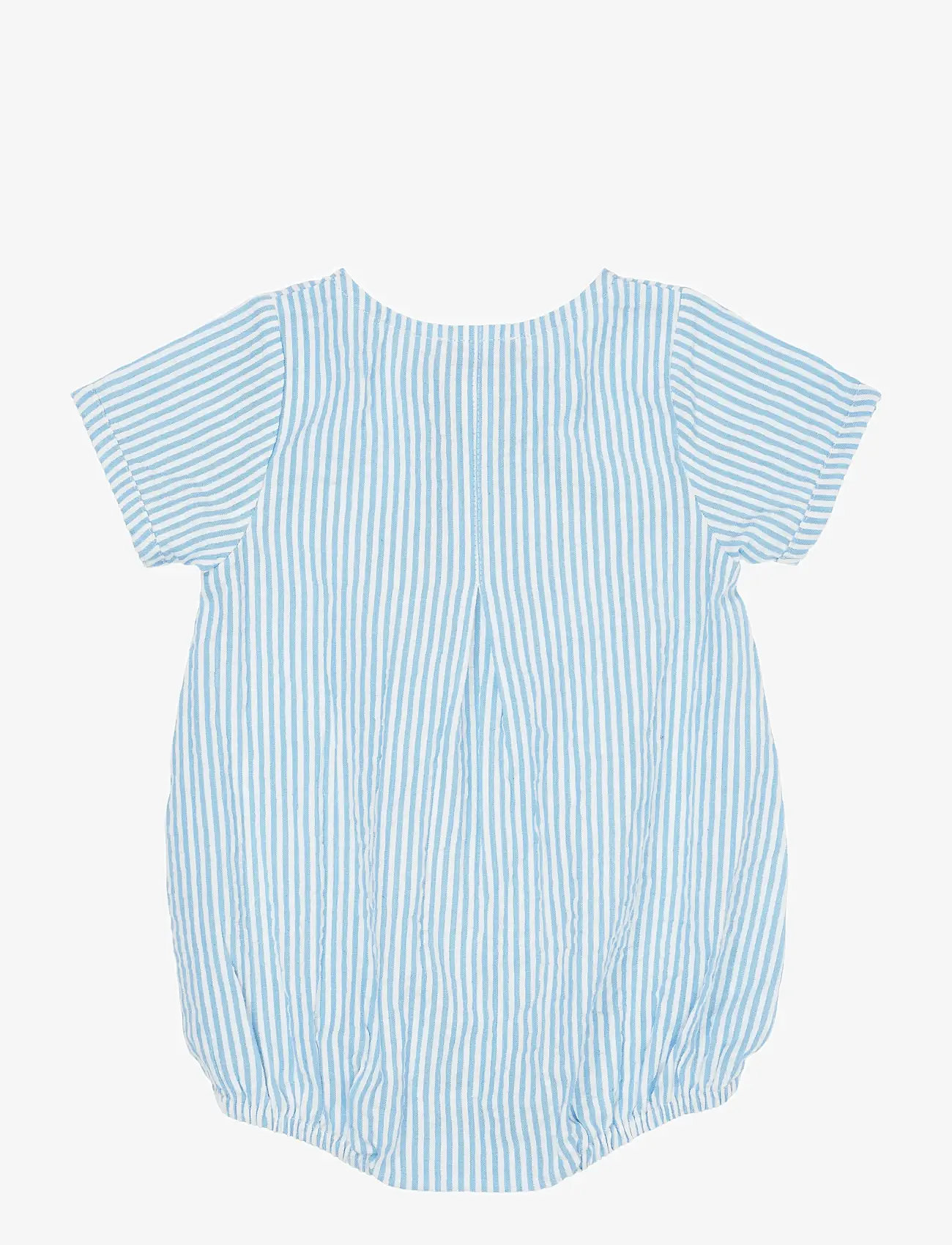 Copenhagen Colors - SEERSUCKER ROMPER W. SLEEVES - short-sleeved - sky blue w cream stripe - 2