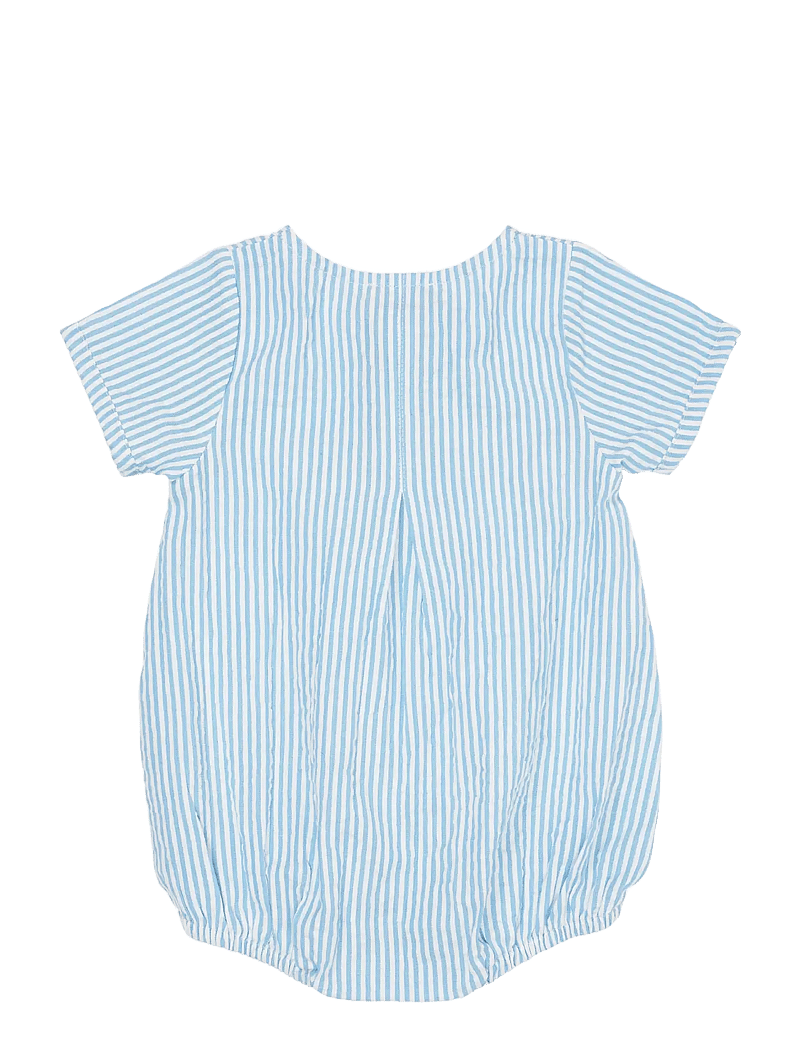 Copenhagen Colors - SEERSUCKER ROMPER W. SLEEVES - short-sleeved - sky blue w cream stripe - 2