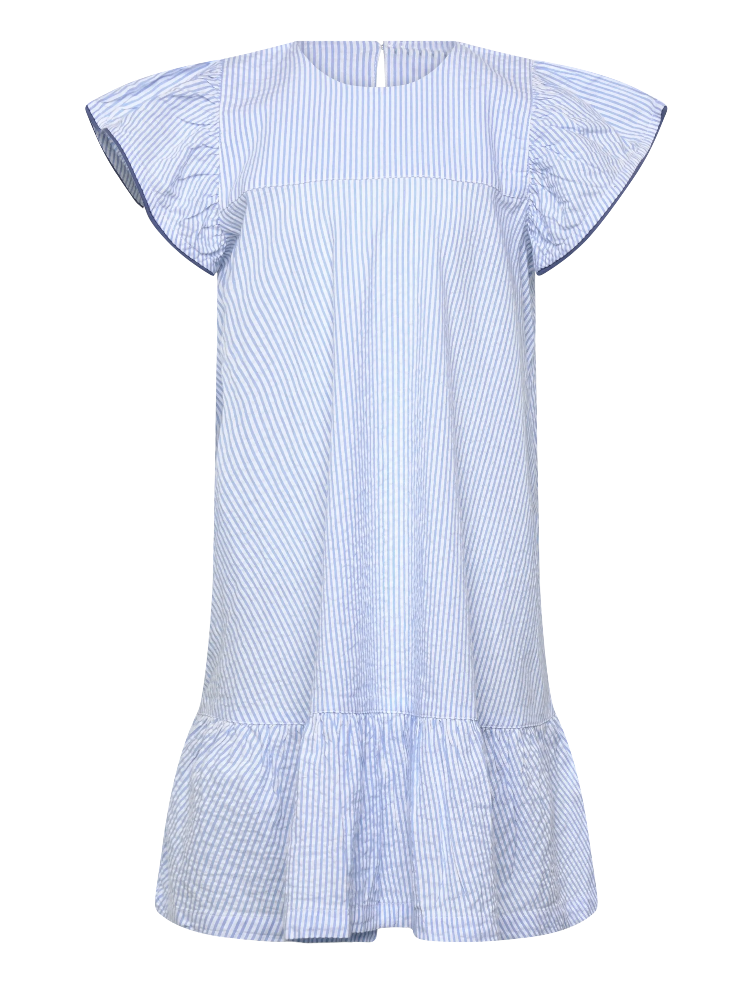 Copenhagen Colors SEERSUCKER DRESS W. FRILL SLEEVES - Festkjoler - SKY BLUE W CREAM STRIPE W OCEAN BLUE / multi