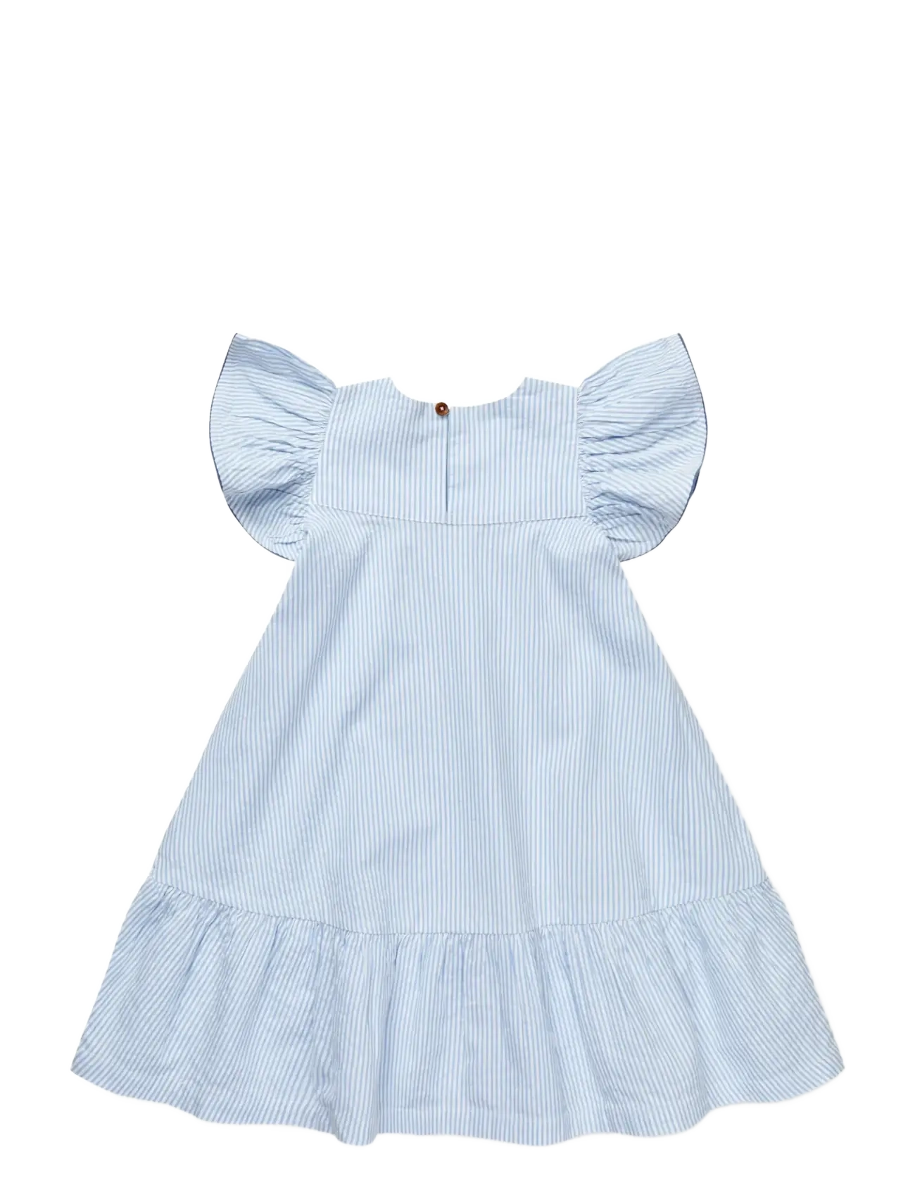 Copenhagen Colors - SEERSUCKER DRESS W. FRILL SLEEVES - robes décontractées à manches courtes - sky blue w cream stripe w ocean blue - 2