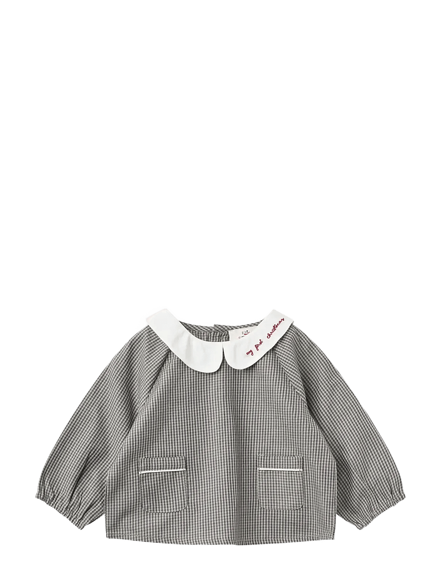 Copenhagen Colors - Checkered Emb. Baby Set w. Blouse and Bloomers - sets mit langärmeligem t-shirt - grey check comb. - 2