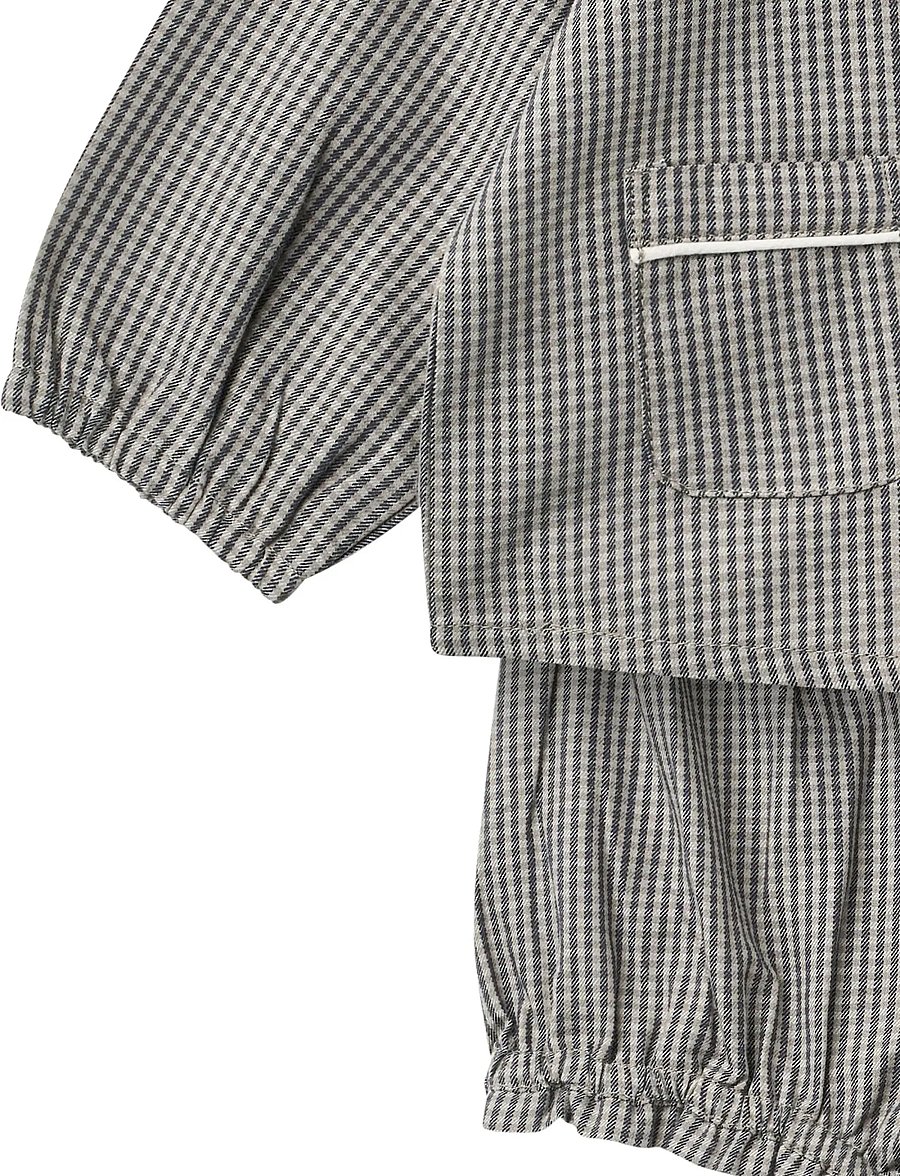 Copenhagen Colors - Checkered Emb. Baby Set w. Blouse and Bloomers - sets mit langärmeligem t-shirt - grey check comb. - 5