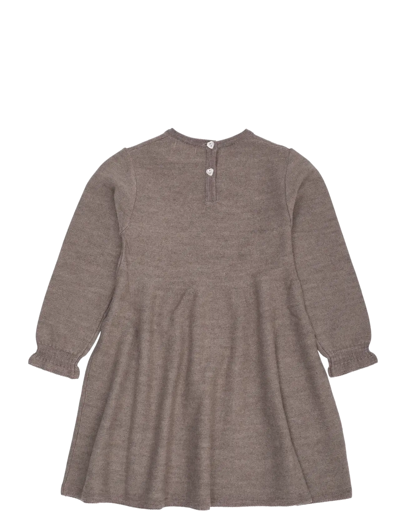 Copenhagen Colors - MERINO LS CABLE DRESS W. HEARTS - natural mel. w. dusty blue heart - 1