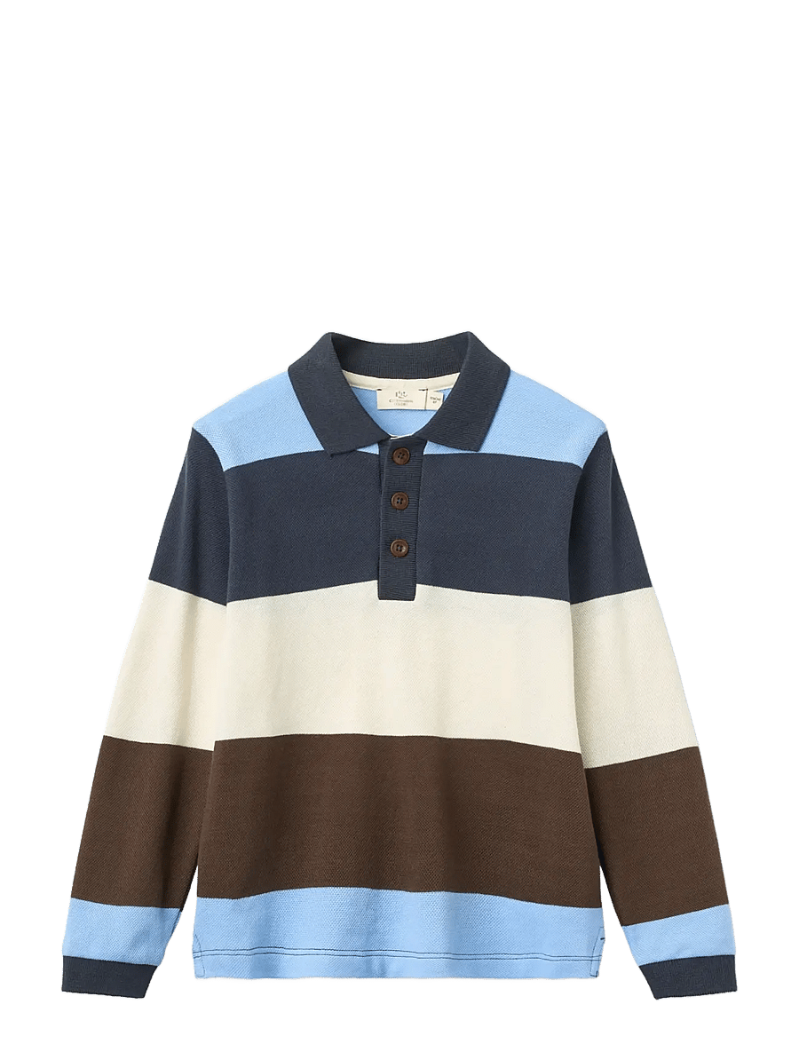Copenhagen Colors - Stripe Pique Polo w. LS - langärmelig poloshirt - brown - 0