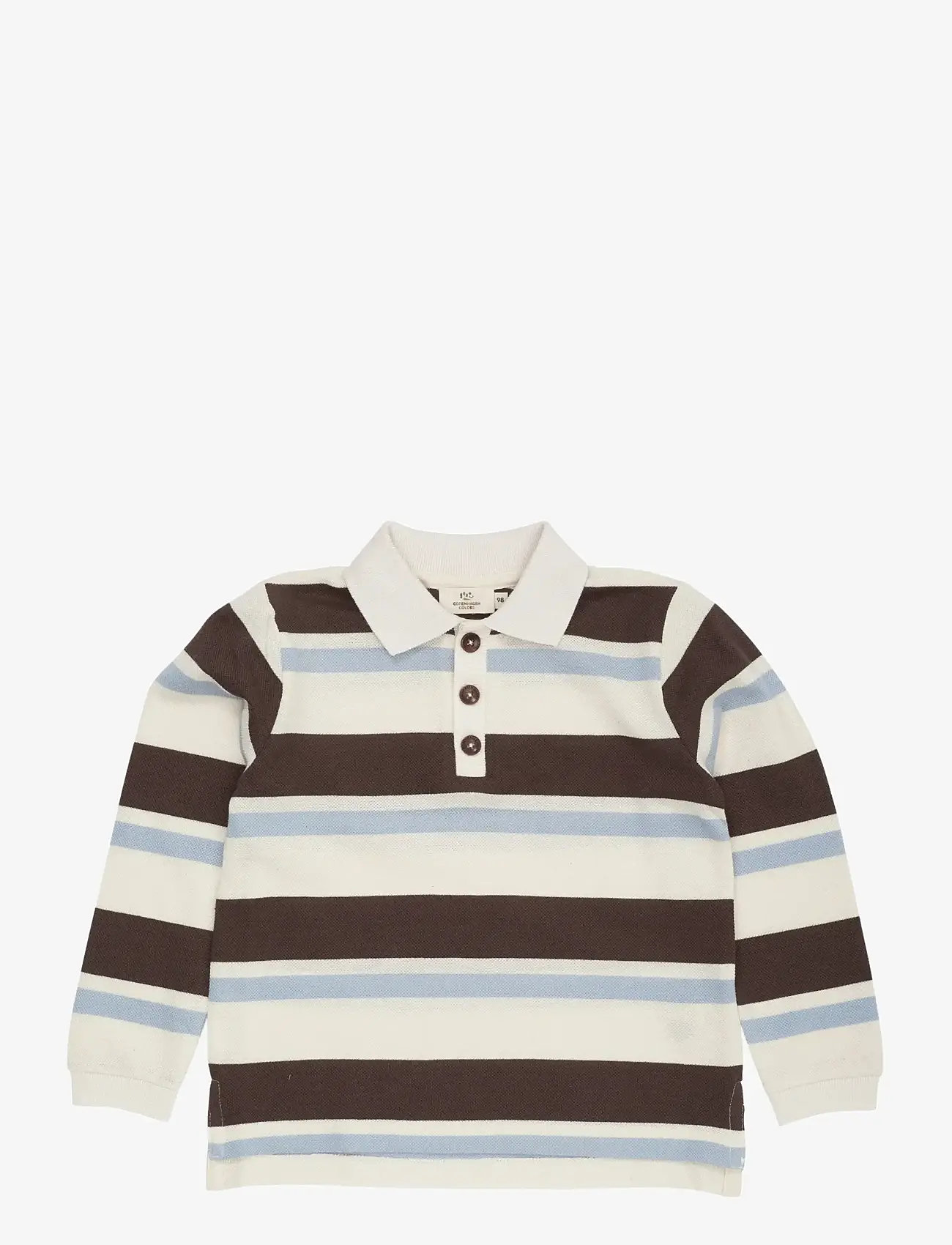 Copenhagen Colors - STRIPED PIQUE POLO W. LS - langærmede poloer - dusty blue combi - 0
