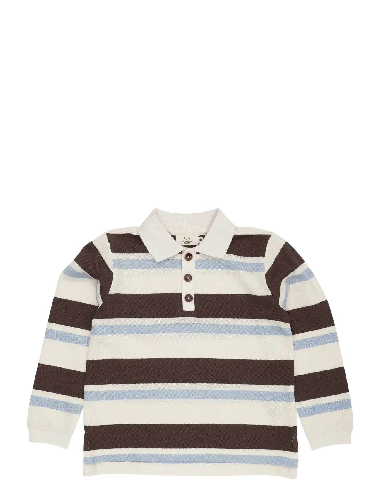 STRIPED PIQUE POLO W. LS - DUSTY BLUE COMBI