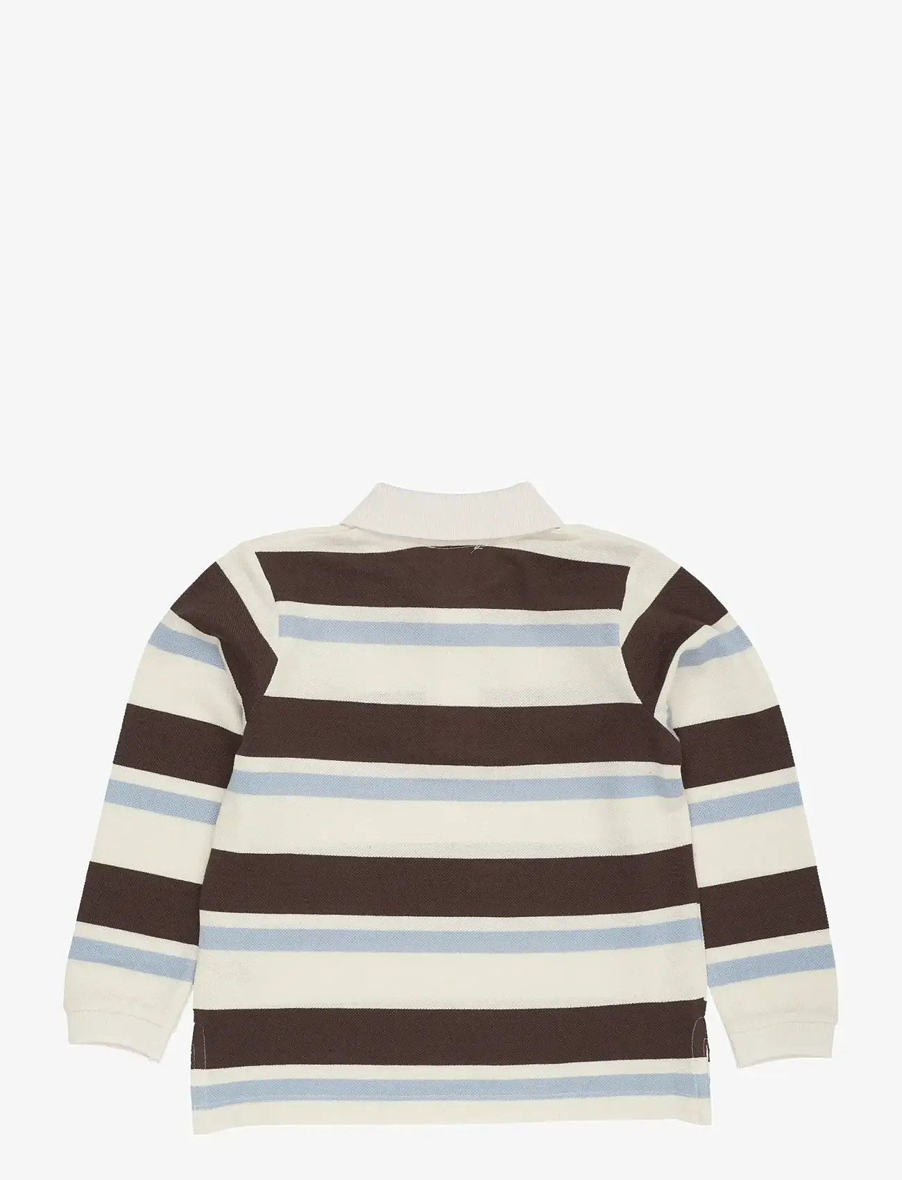 Copenhagen Colors - STRIPED PIQUE POLO W. LS - langærmede poloer - dusty blue combi - 1