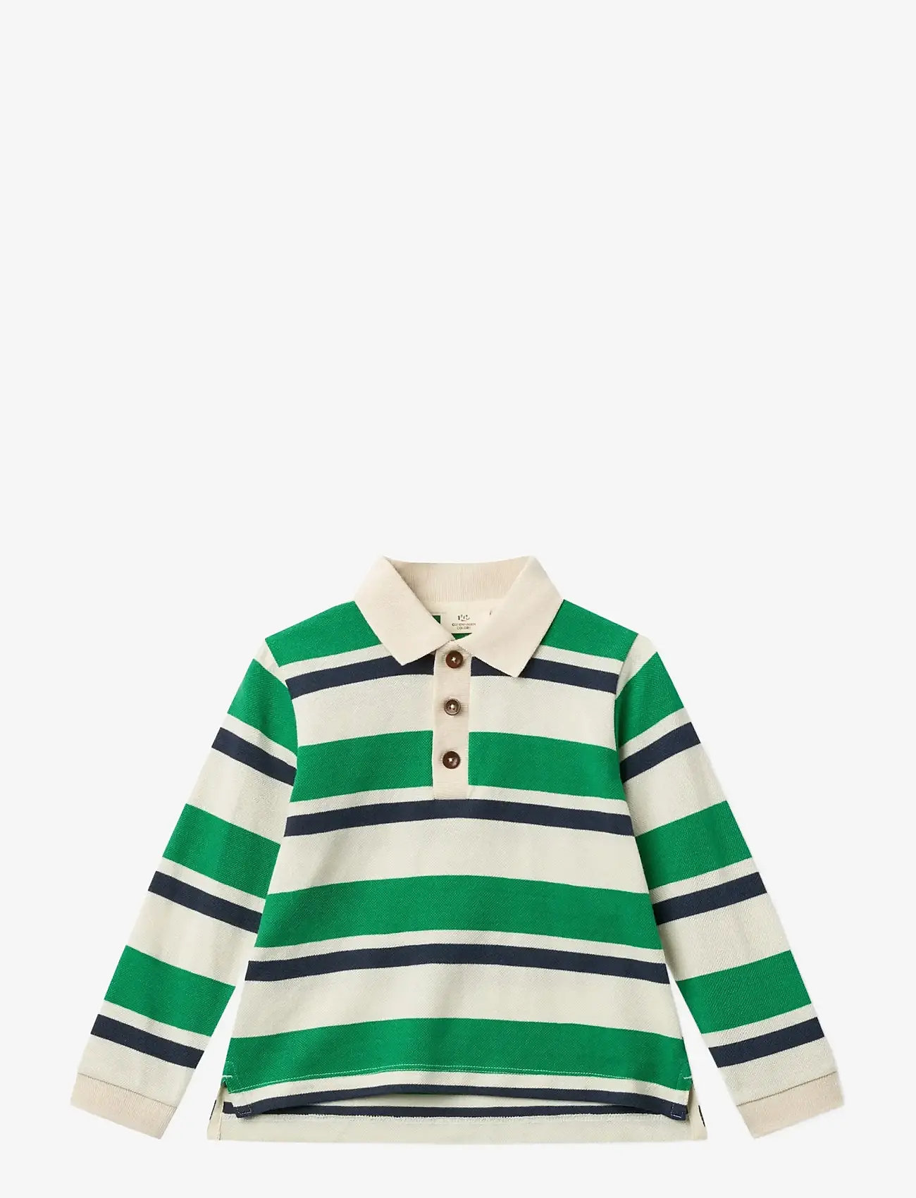 Copenhagen Colors - STRIPED PIQUE POLO W. LS - langærmede poloer - sharp green comb. - 0