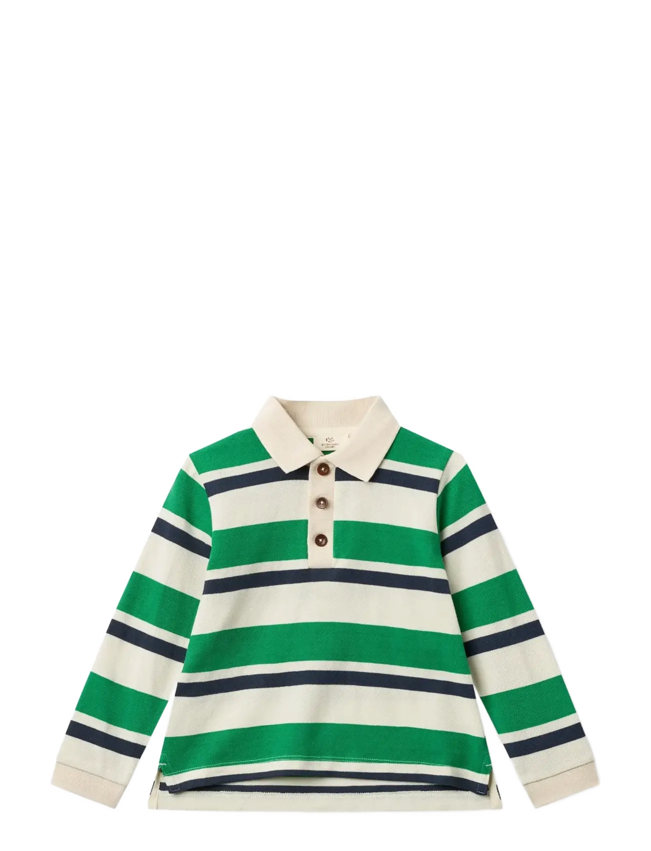 Copenhagen Colors STRIPED PIQUE POLO W. LS - Riided - SHARP GREEN COMB. / multi