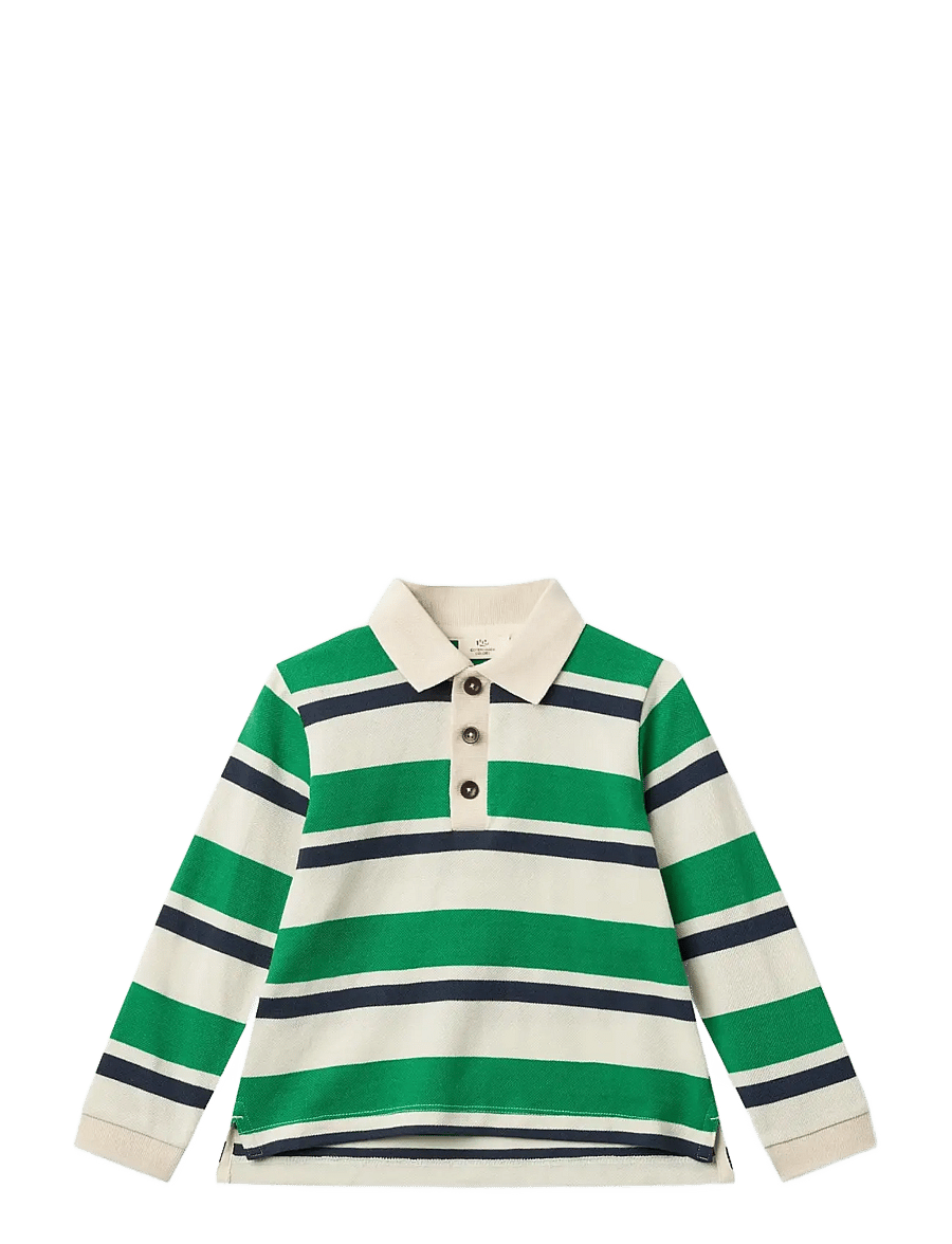 Copenhagen Colors - Stripe Pique Polo w. LS - langärmelig poloshirt - sharp green comb. - 0