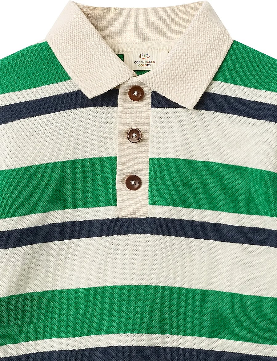 Copenhagen Colors - Stripe Pique Polo w. LS - langärmelig poloshirt - sharp green comb. - 2