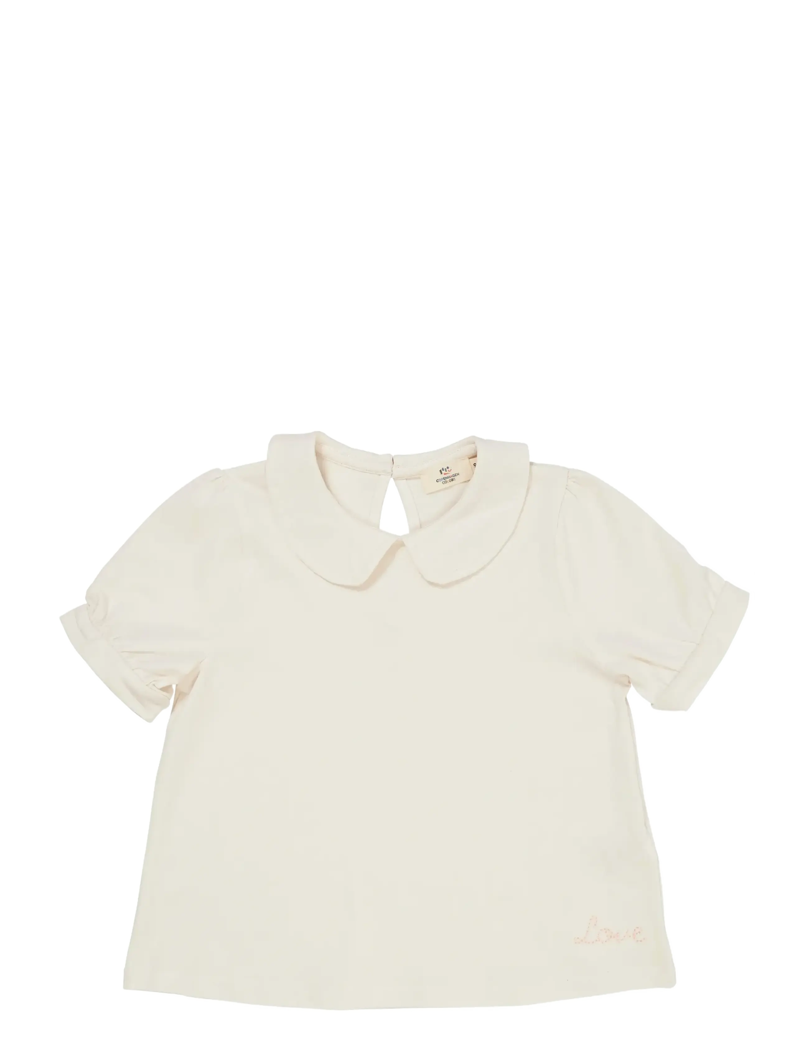 SOLID BLOUSE W. COLLAR SS - CREAM
