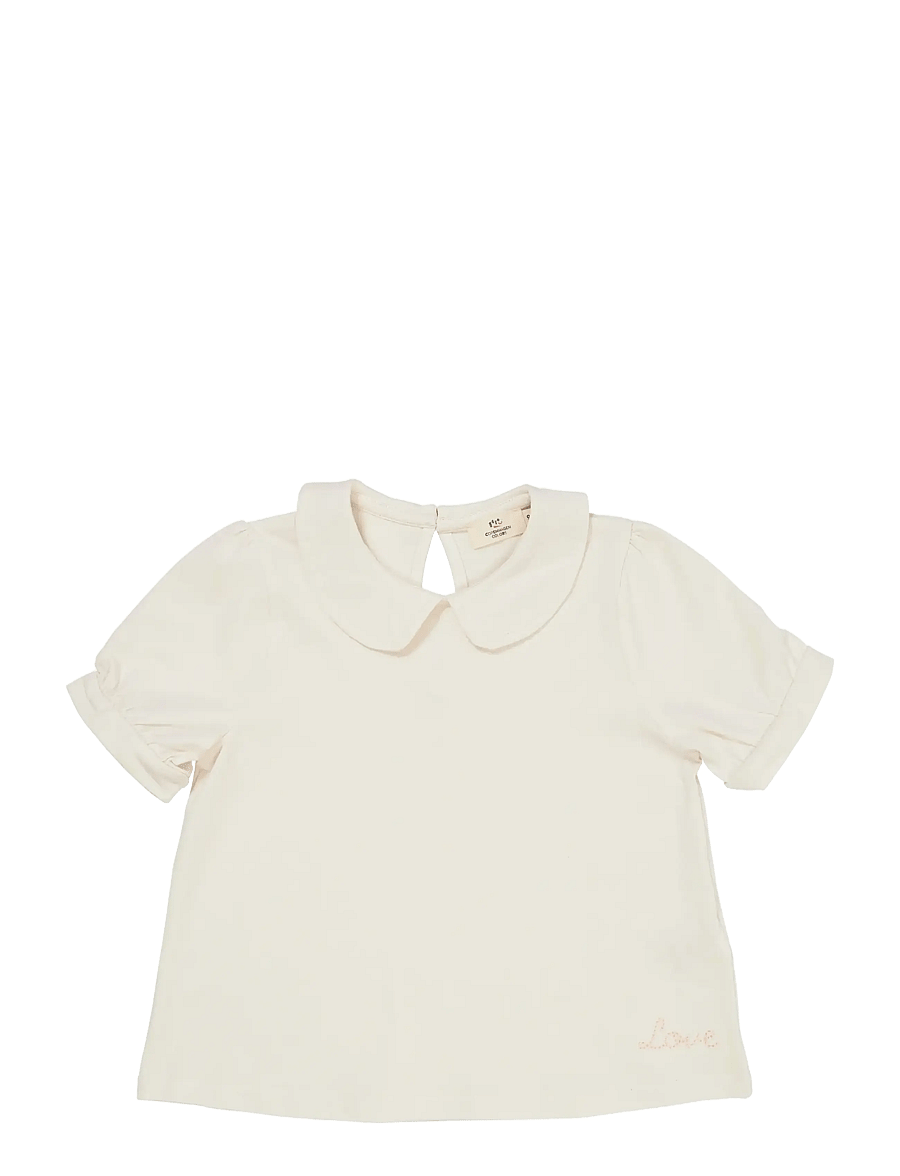 Copenhagen Colors - SOLID BLOUSE W. COLLAR SS - blusen & tuniken - cream - 0