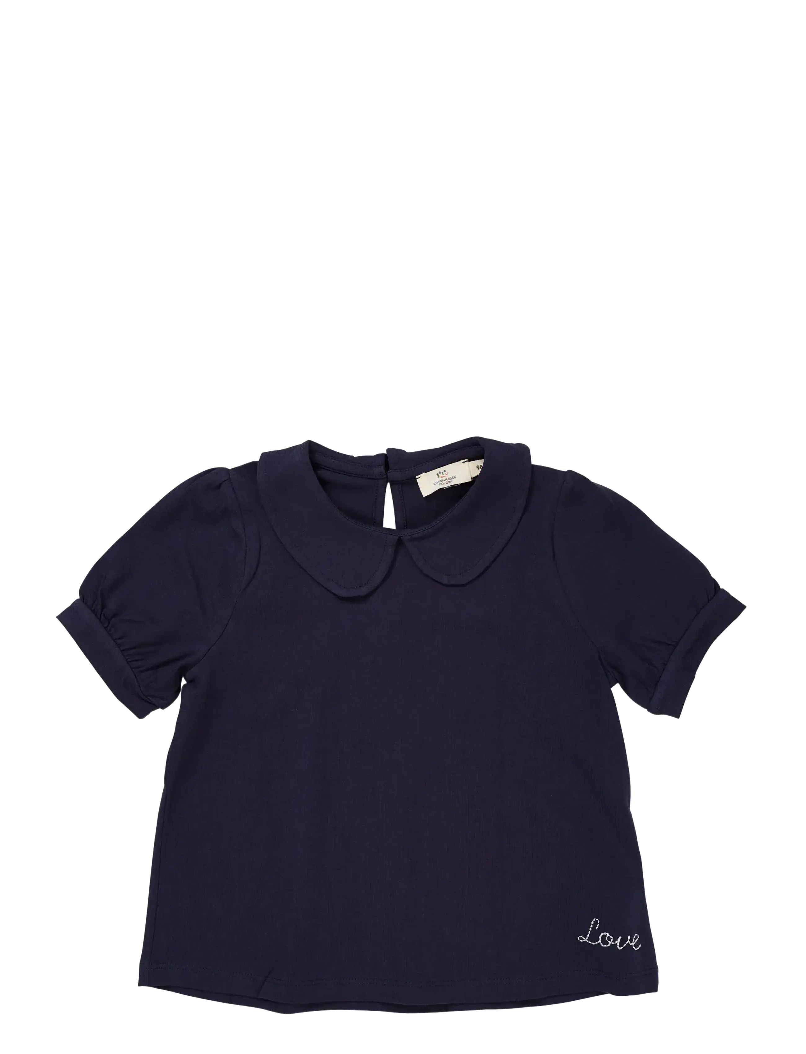 Copenhagen Colors Solid Blouse W. Collar Ss, 92, Navy, Overdele > Bluser & Tunikaer, Børn