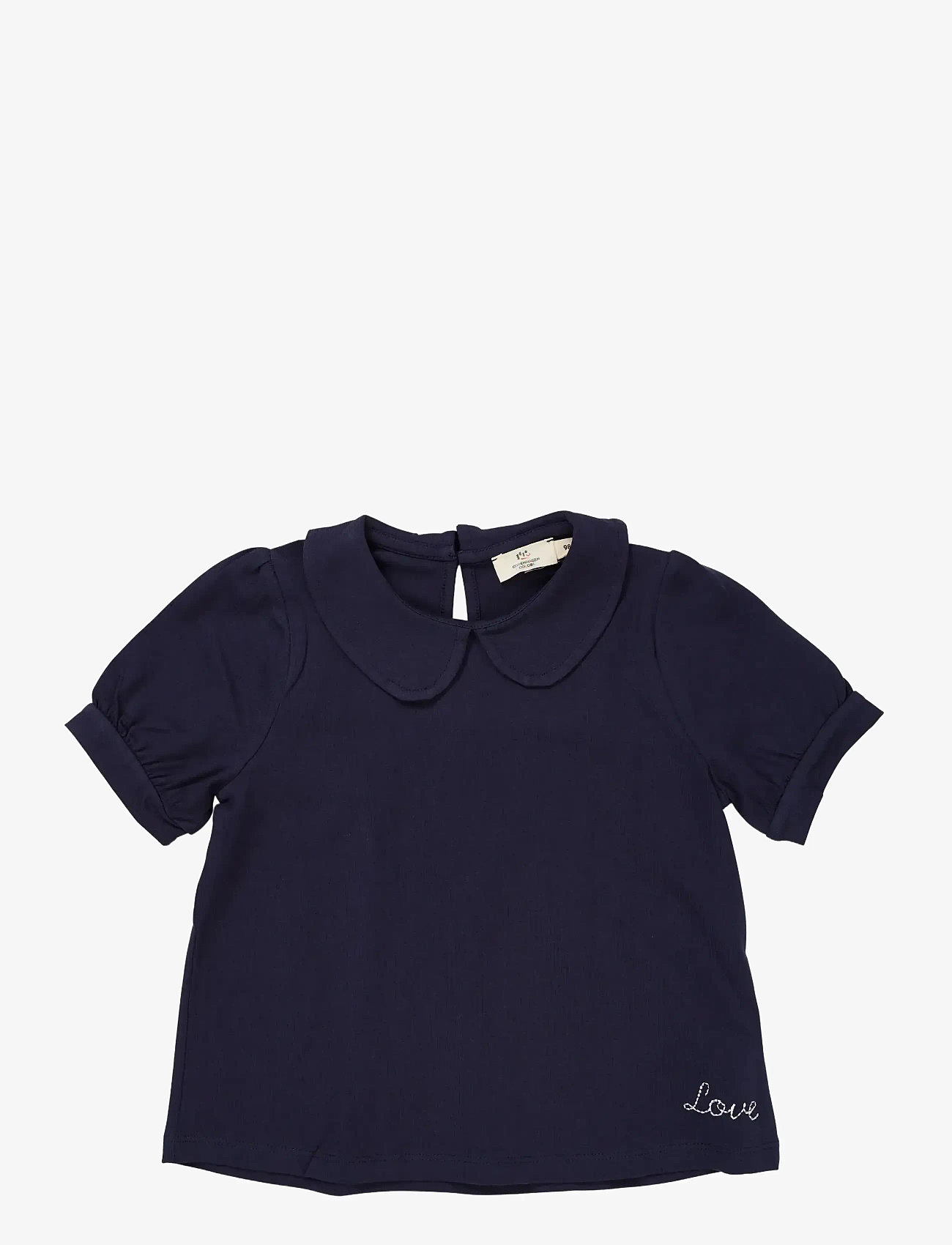 Copenhagen Colors - SOLID BLOUSE W. COLLAR SS - laveste priser - navy - 0