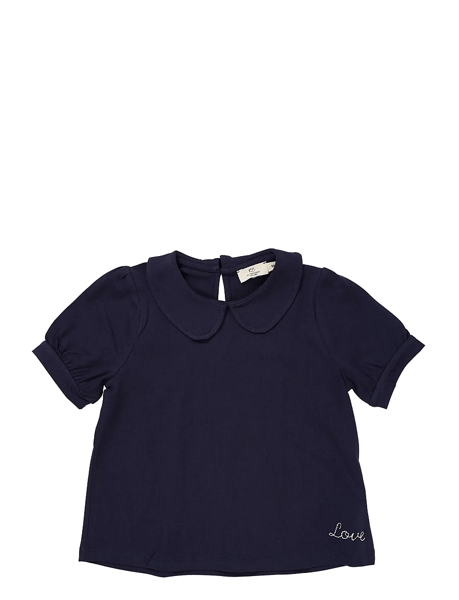 Copenhagen Colors - SOLID BLOUSE W. COLLAR SS - blusar & tunikor - navy - 0