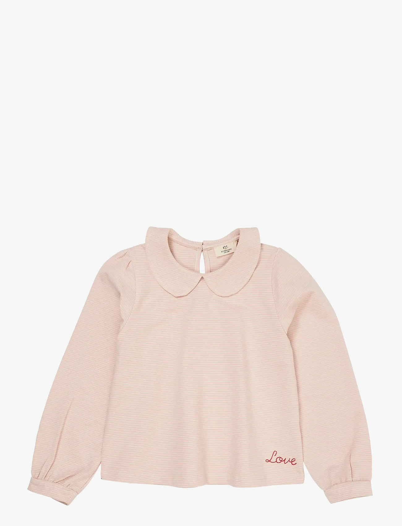 Copenhagen Colors - STRIPED BLOUSE W. COLLAR LS - blusen & tuniken - dusty rose/cream stripe - 0