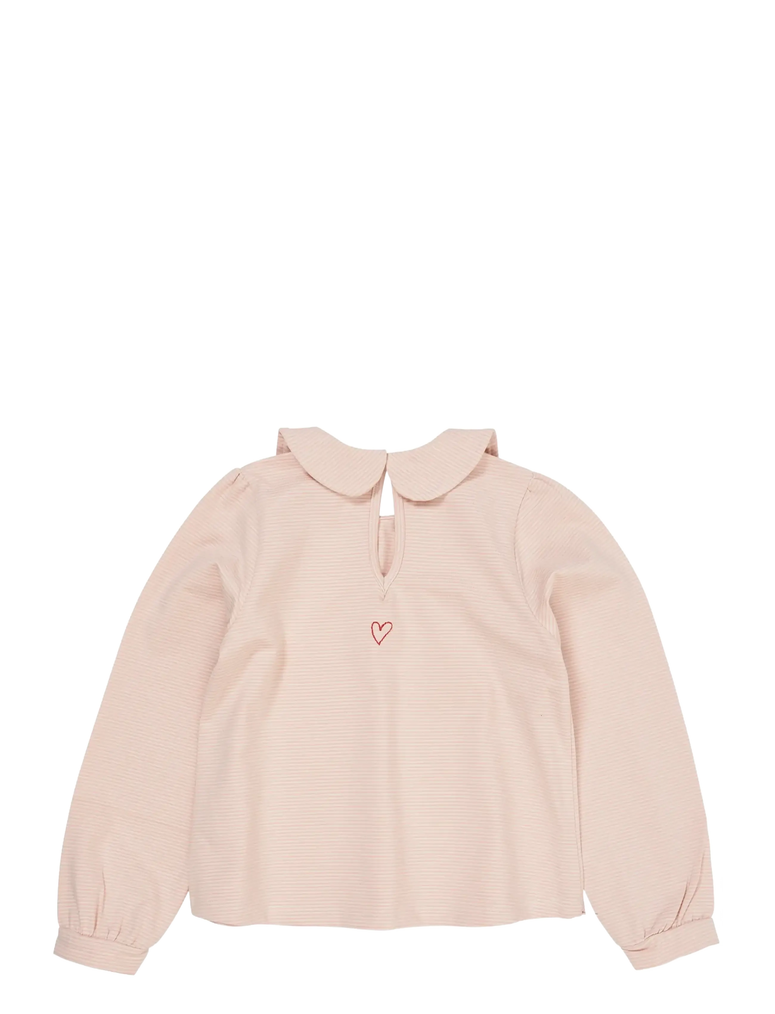 Copenhagen Colors - STRIPED BLOUSE W. COLLAR LS - blouses & tunics - dusty rose/cream stripe - 1