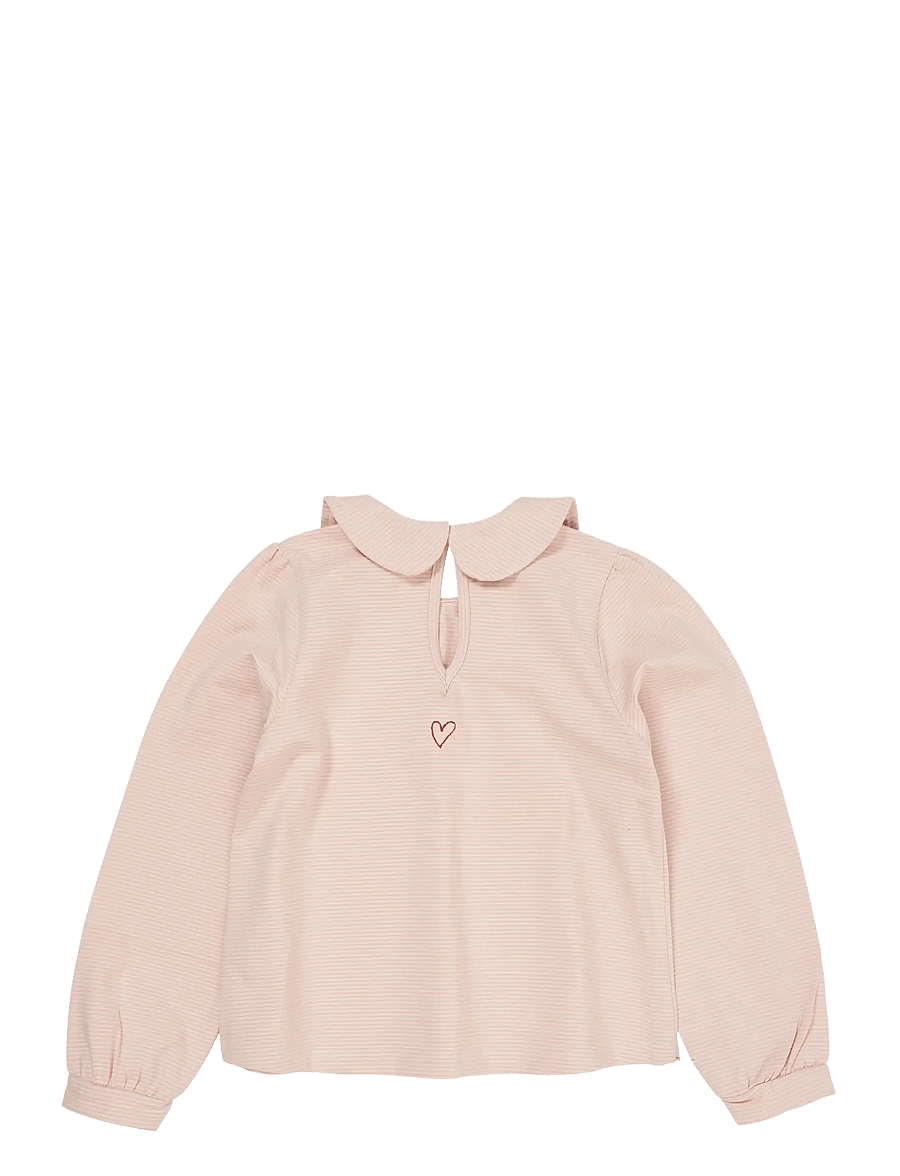 Copenhagen Colors - STRIPED BLOUSE W. COLLAR LS - bluser & tunikaer - dusty rose/cream stripe - 1