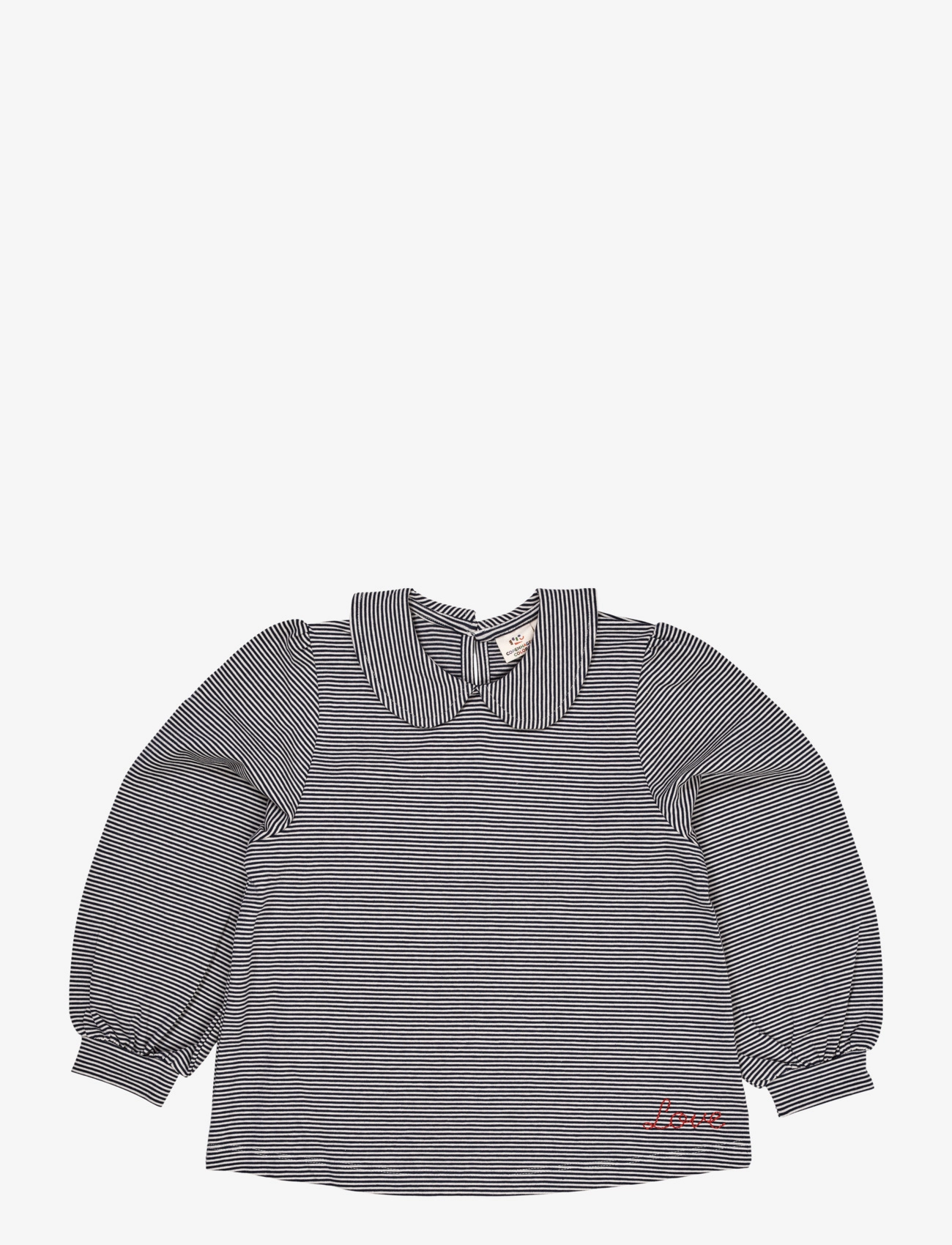 Copenhagen Colors Striped Blouse W. Collar Ls, Børn, Langærmet Kravebluse, Navy, Str: 110