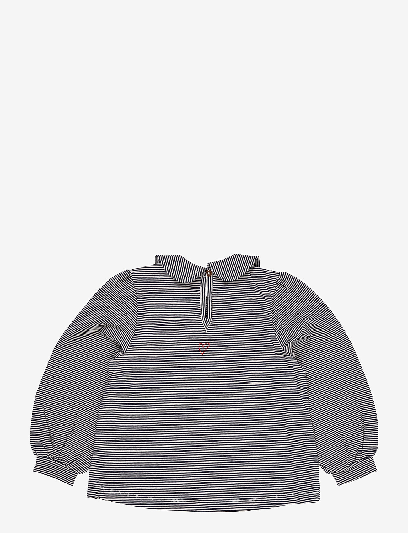 Copenhagen Colors - STRIPED BLOUSE W. COLLAR LS - blouses & tunics - navy/cream stripe - 1