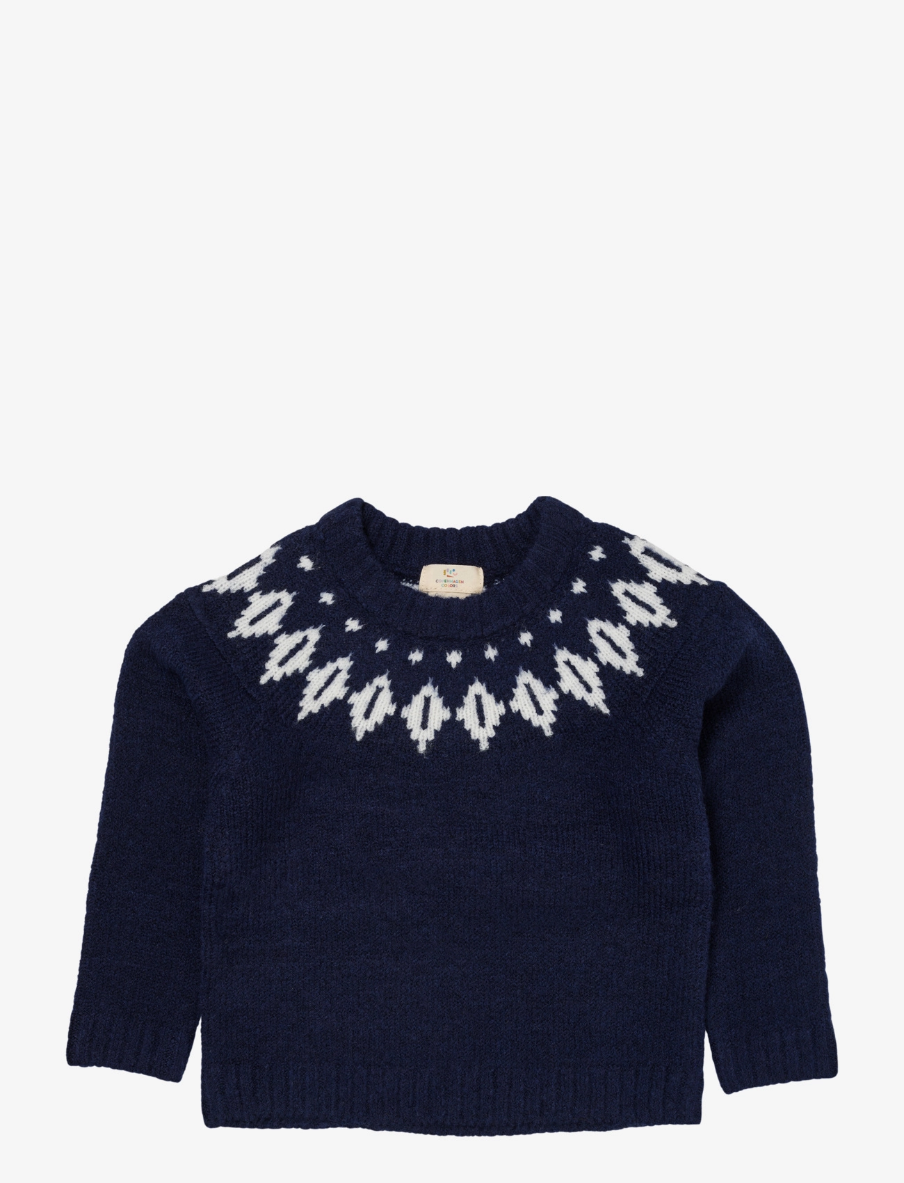 WOOL ICELAND BLOUSE - NAVY/CREAM COMBI