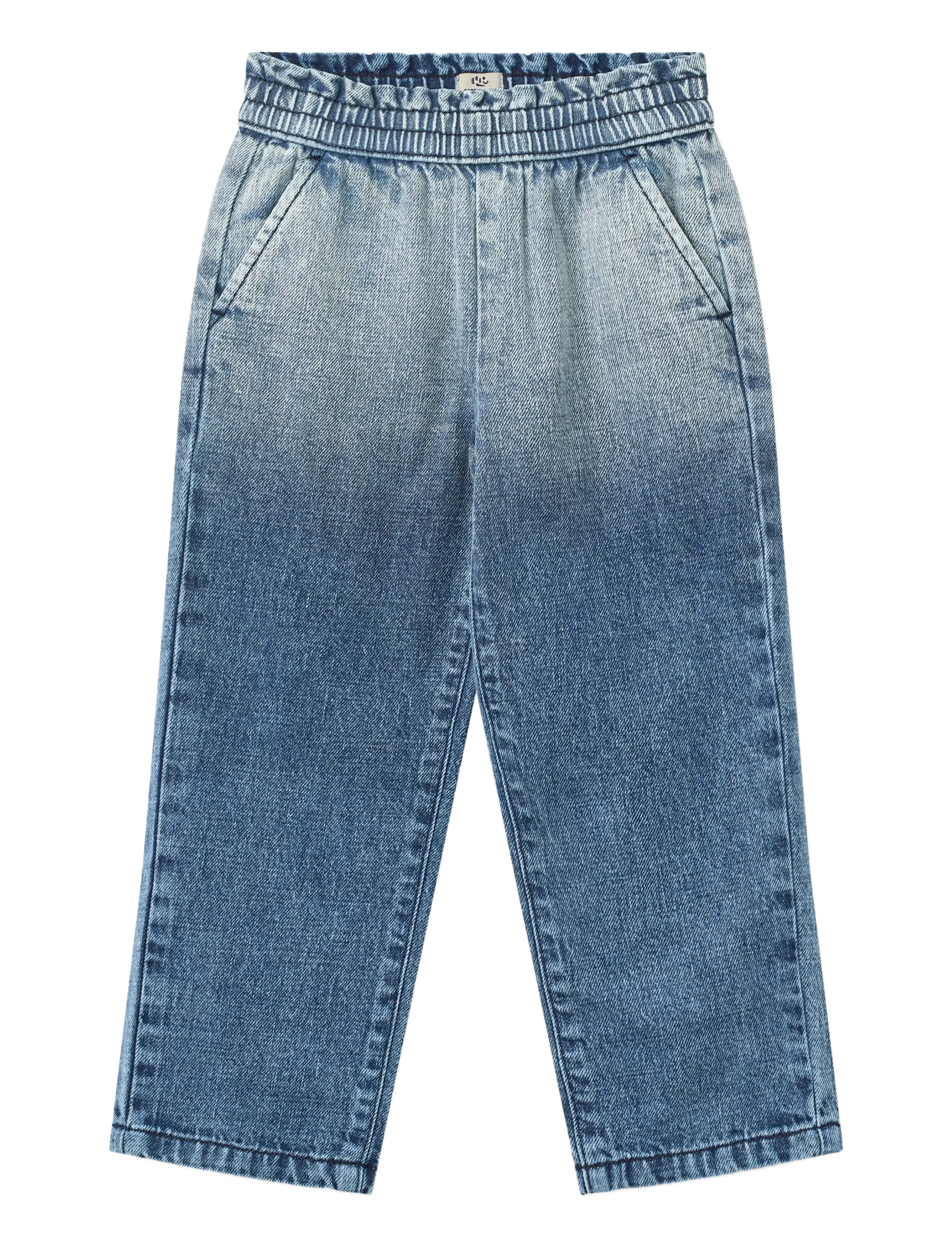 Copenhagen Colors FRILL DENIM PANTS W. BOW - Shop by age - BLOCK SPRAY / blue