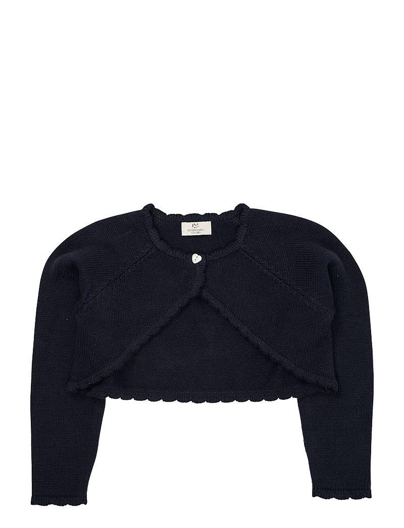 Copenhagen Colors - LT. KNITTED BOLERO W. HEART BUTTON - cardigans - navy - 0