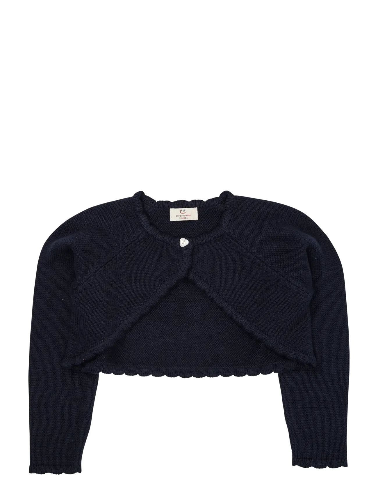 Copenhagen Colors - LT. KNITTED BOLERO W. HEART BUTTON - cardigans - navy - 0
