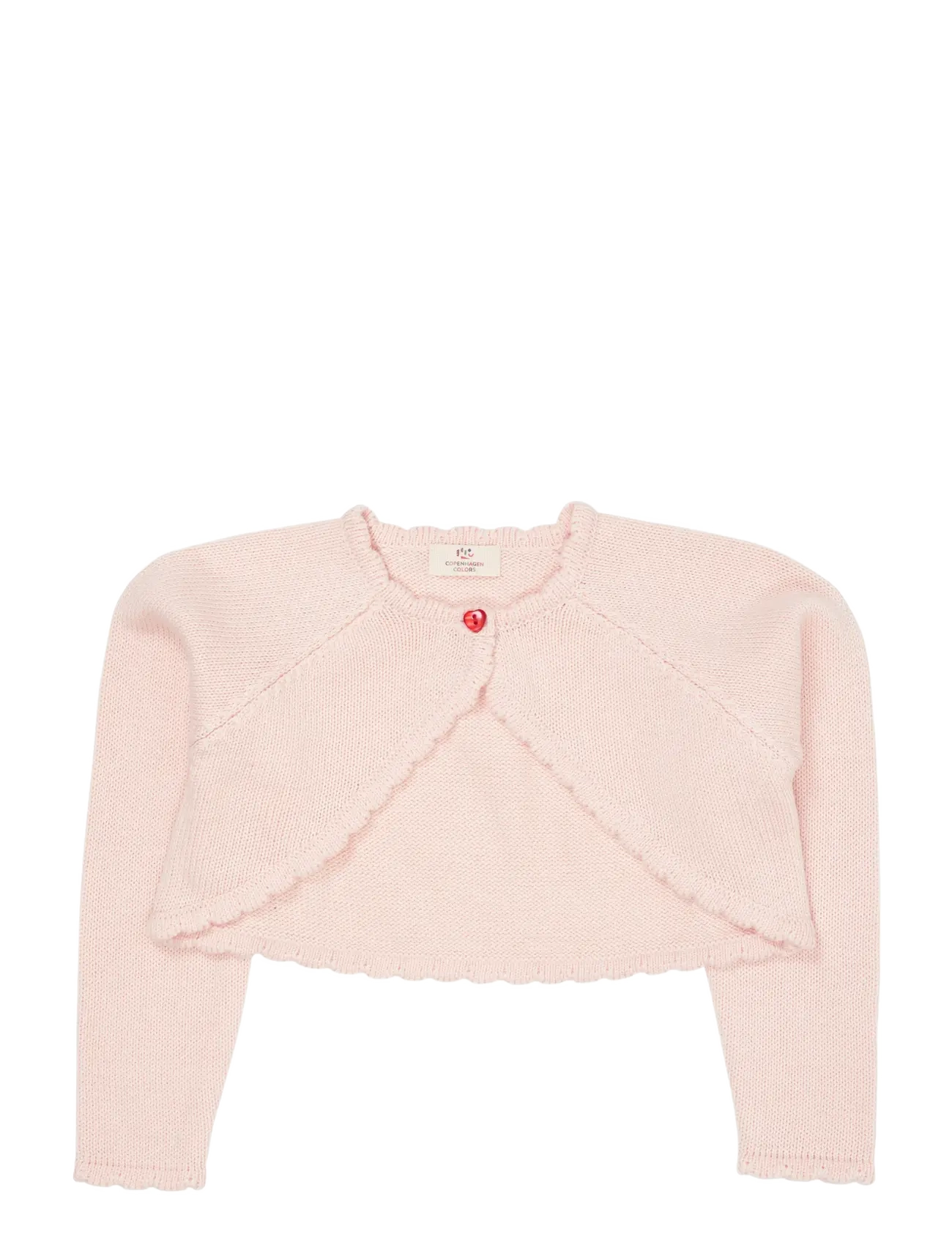 Copenhagen Colors LT. KNITTED BOLERO W. HEART BUTTON - Overdele - SOFT PINK / pink/rose