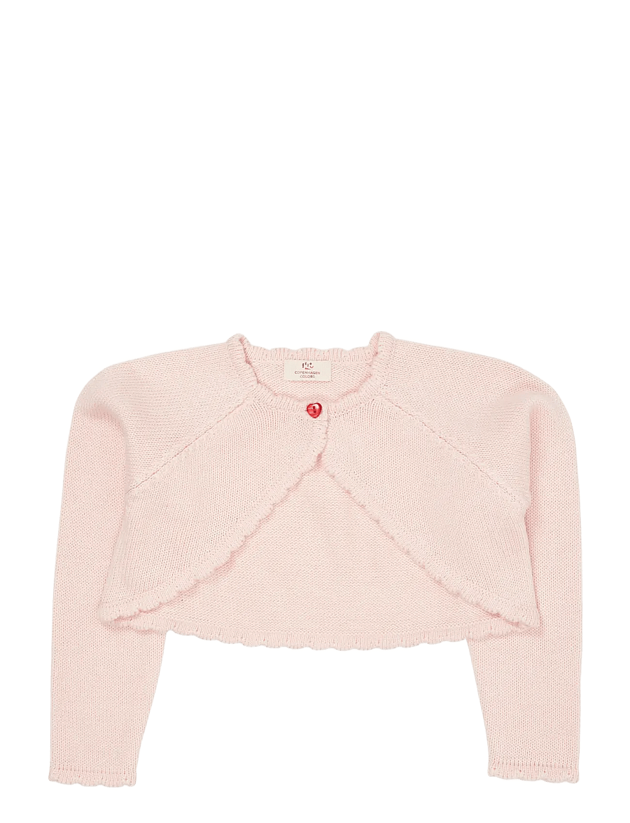 Copenhagen Colors - LT. KNITTED BOLERO W. HEART BUTTON - cardigans - soft pink - 0