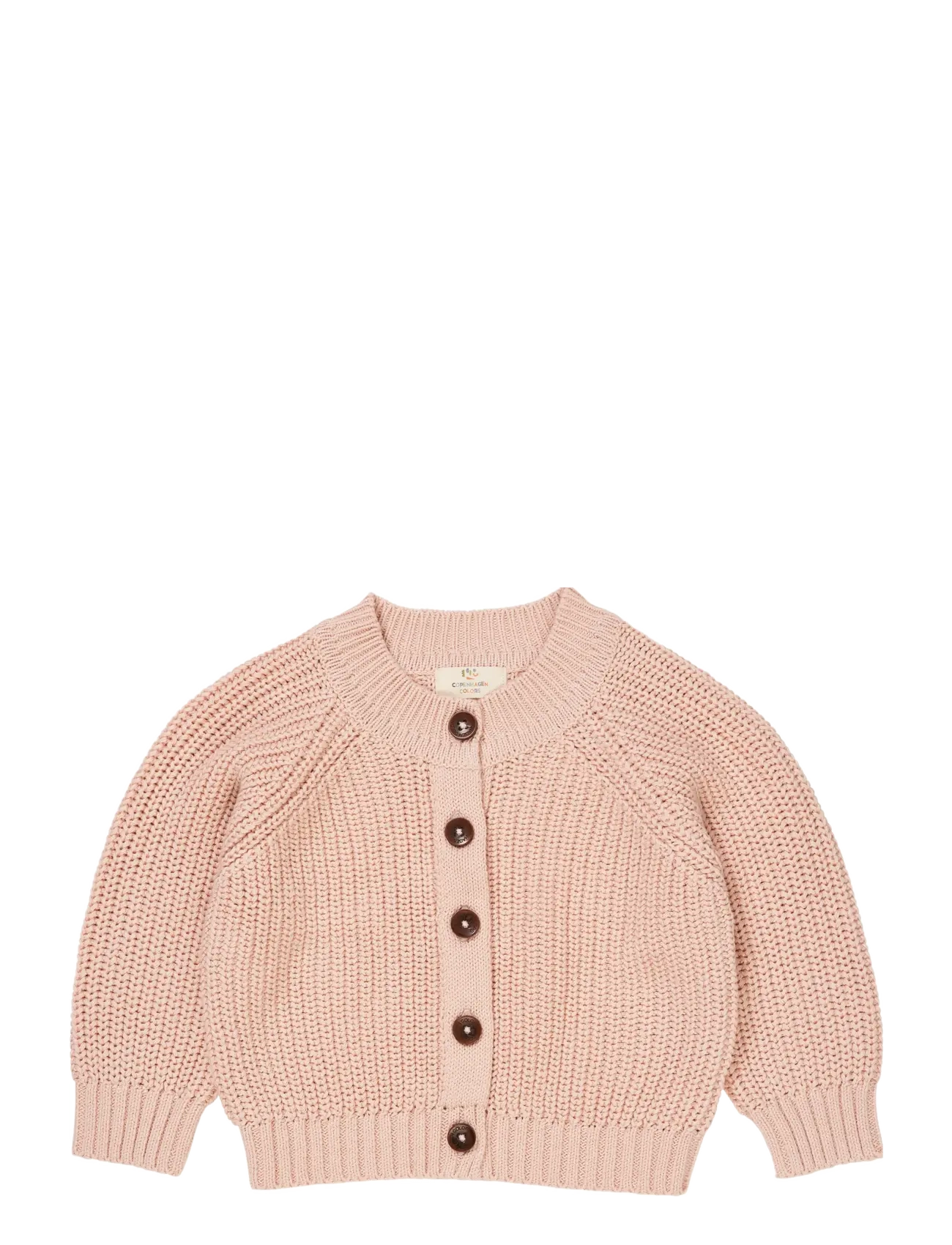 Copenhagen Colors Knitted Classic Rib Cardigan, 74, Pink, Strik > Cardigans, Børn