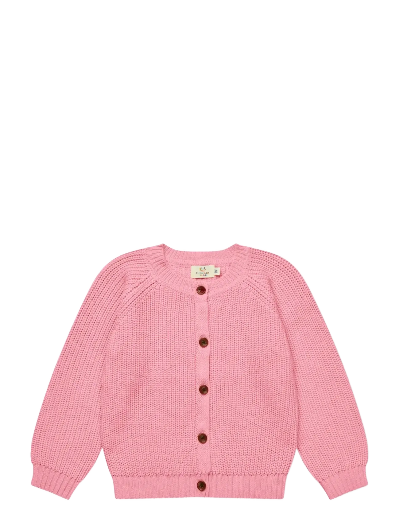 Copenhagen Colors Knitted Classic Rib Cardigan, 92, Pink, Strik > Cardigans, Børn