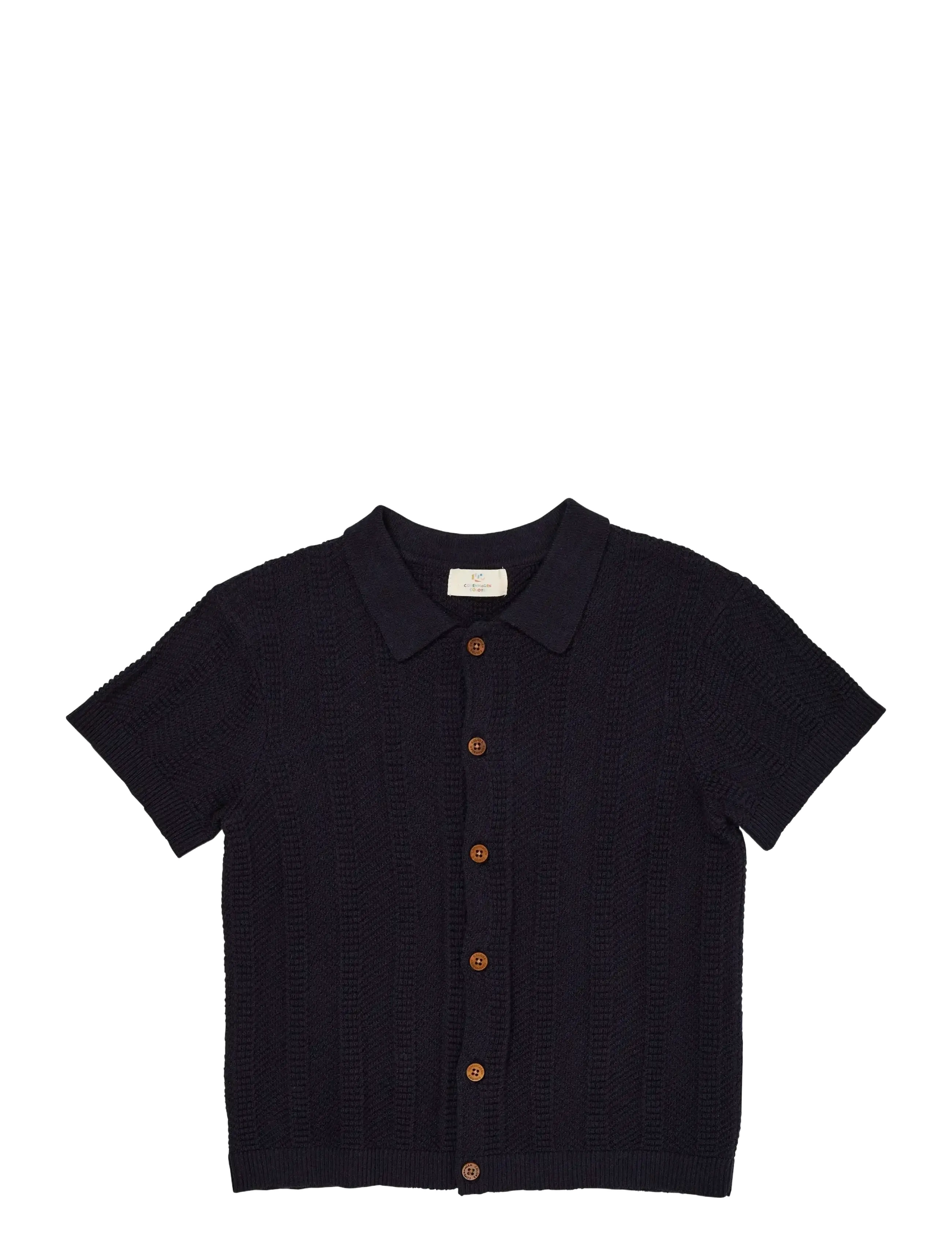 KNITTED PATTERN SHIRT - NAVY