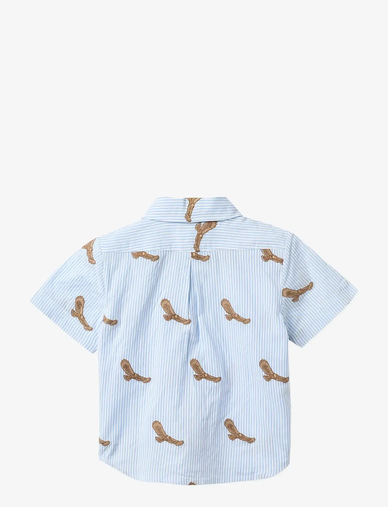 Copenhagen Colors - SEERSUCKER SHIRT W. EMB - stutterma skyrtur - sky blue w cream stripe - 1