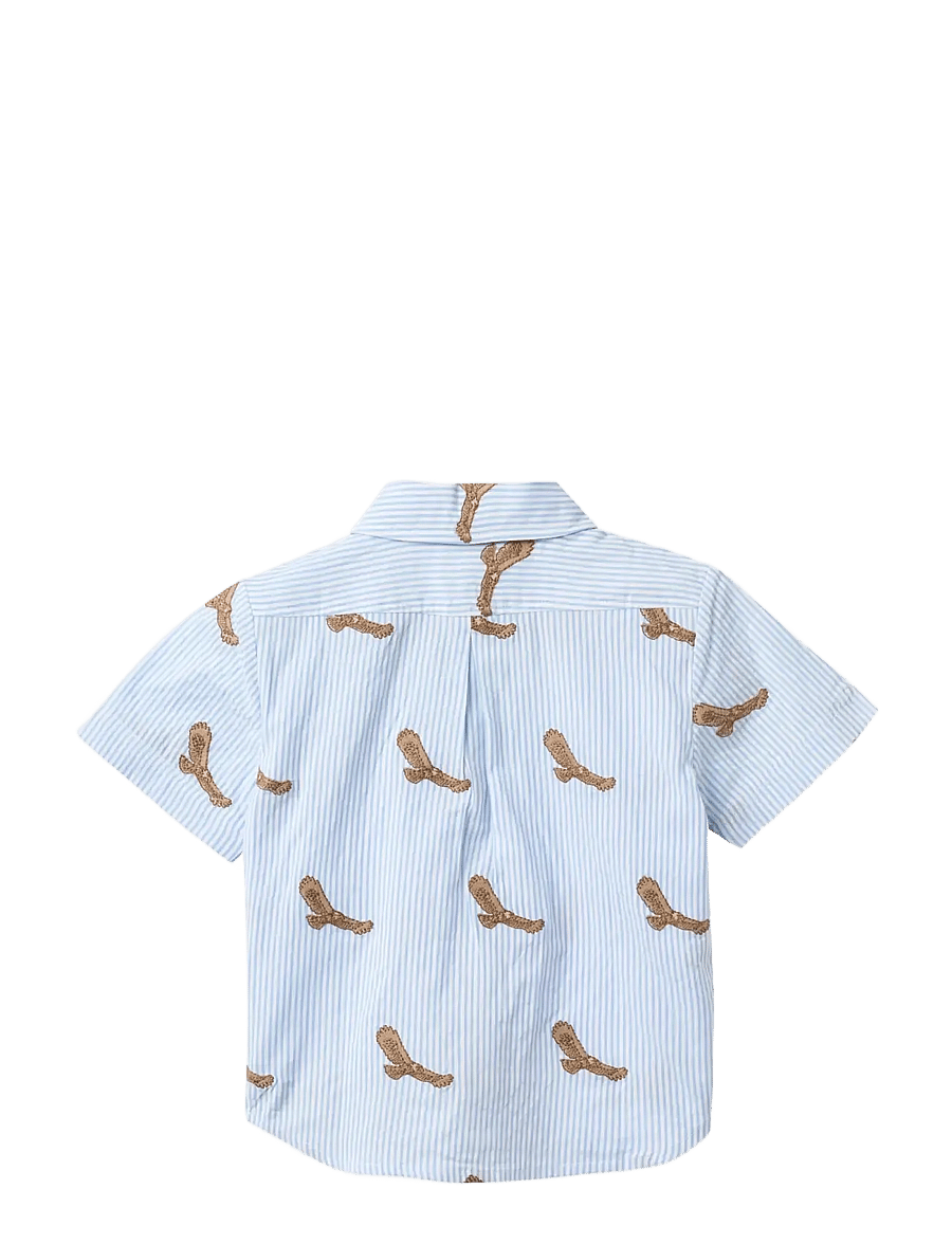 Copenhagen Colors - SEERSUCKER SHIRT W. EMB - overhemden met korte mouwen - sky blue w cream stripe - 1
