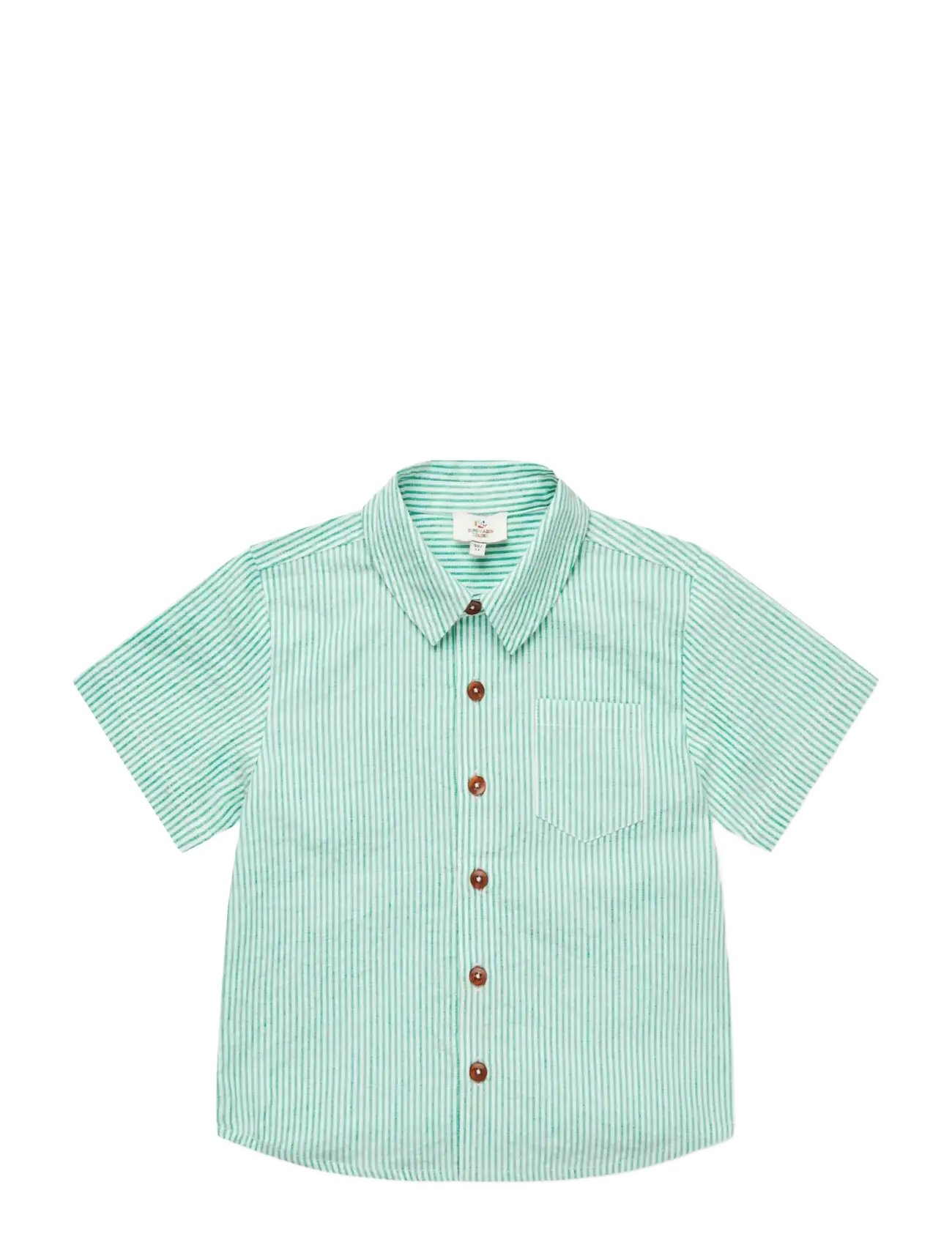 Copenhagen Colors SEERSUCKER SS SHIRT - Skjorter - SHARP GREEN W CREAM STRIPE / multi