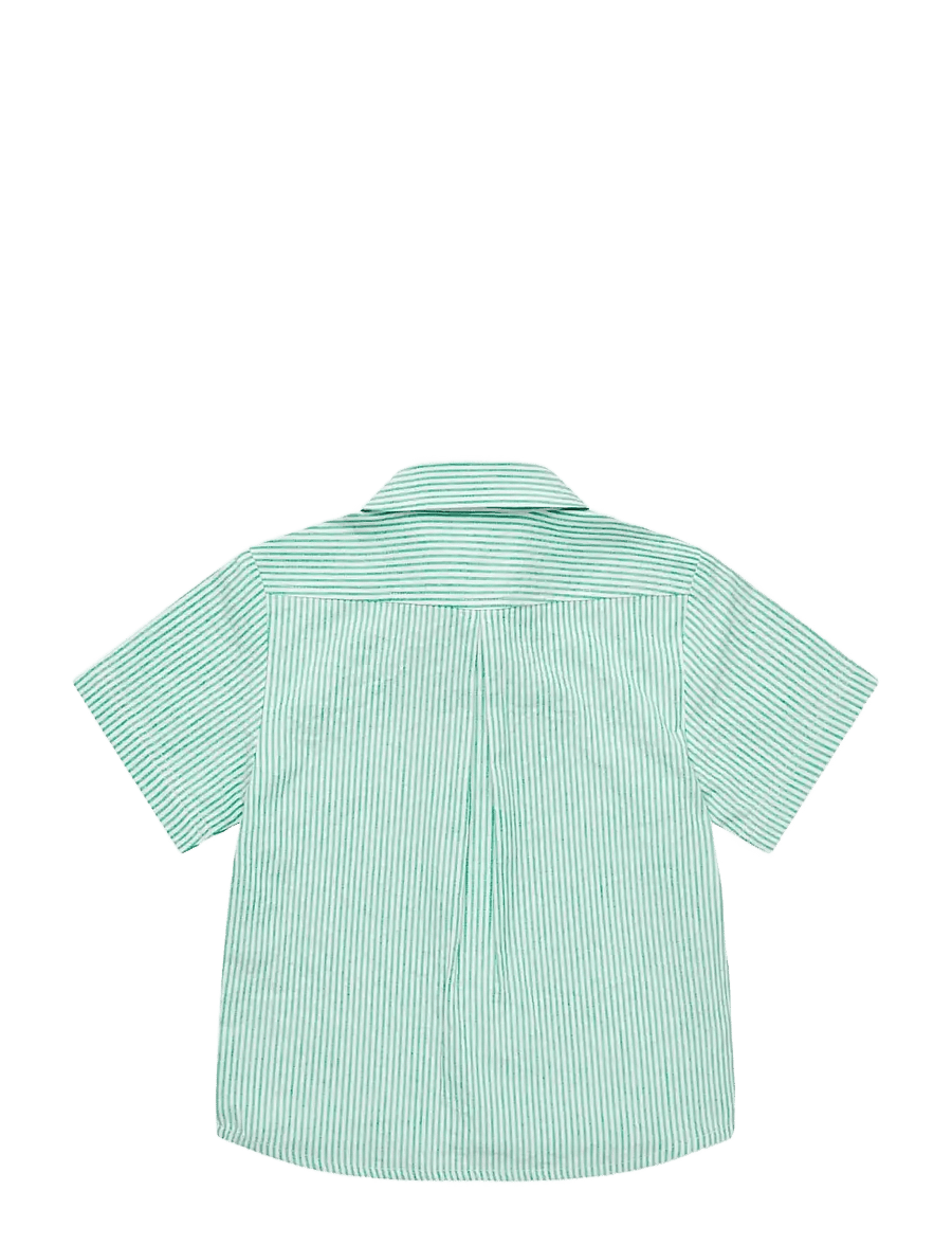 Copenhagen Colors - SEERSUCKER SS SHIRT - kurzärmlige hemden - sharp green w cream stripe - 1