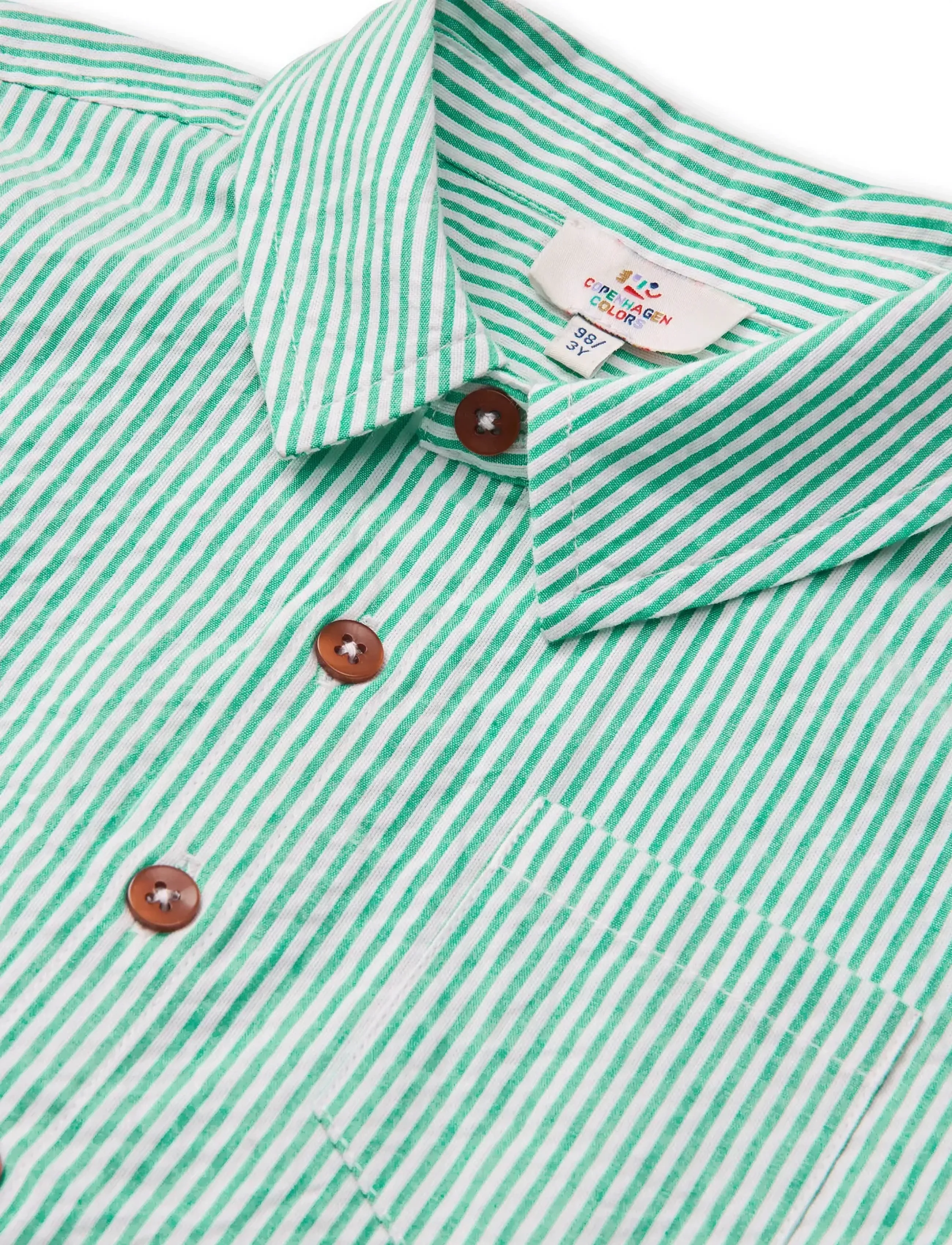 Copenhagen Colors - SEERSUCKER SS SHIRT - kortærmede skjorter - sharp green w cream stripe - 2