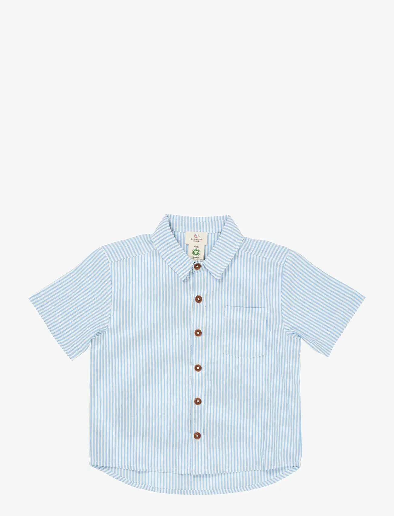 Copenhagen Colors - SEERSUCKER SS SHIRT - lühikeste varrukatega särgid - sky blue w cream stripe - 0
