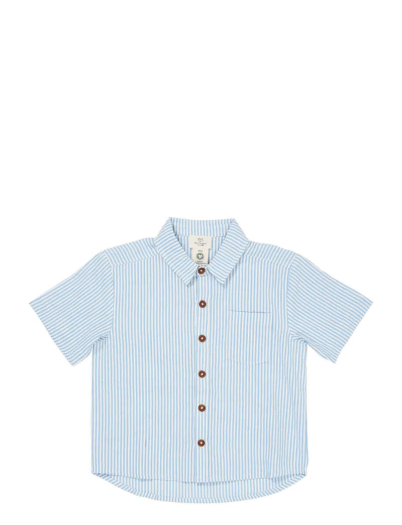 Copenhagen Colors - SEERSUCKER SS SHIRT - kurzärmlige hemden - sky blue w cream stripe - 0