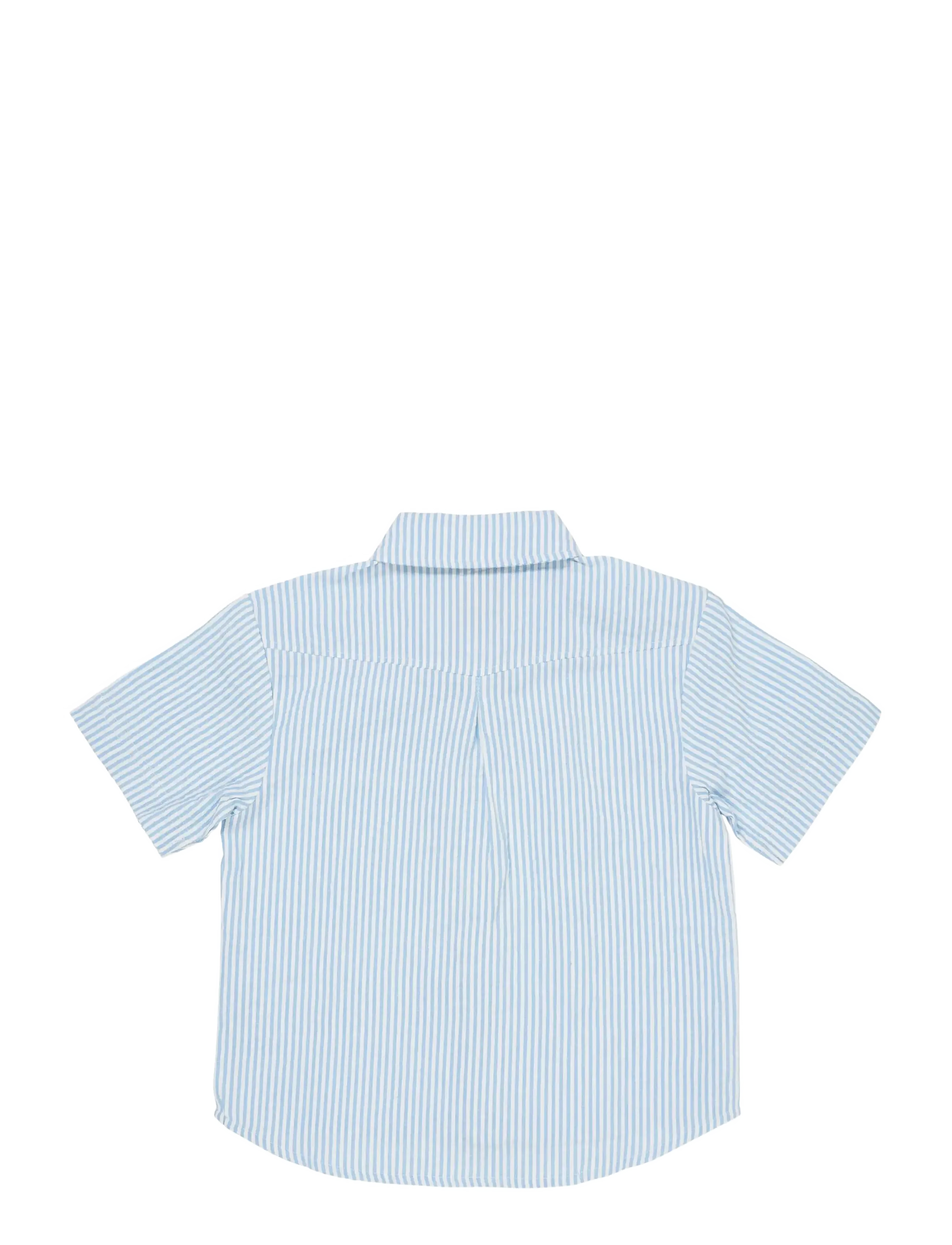 Copenhagen Colors - SEERSUCKER SS SHIRT - kurzärmlige hemden - sky blue w cream stripe - 2