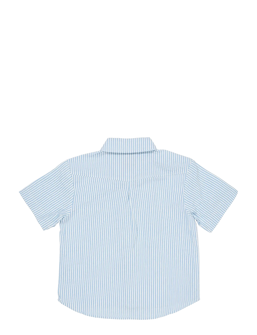 Copenhagen Colors - SEERSUCKER SS SHIRT - kurzärmlige hemden - sky blue w cream stripe - 2